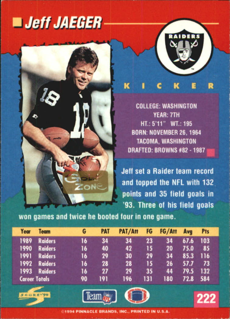 1994 Score Football "Gold Zone" Parallel Cards - Picture 133 of 189