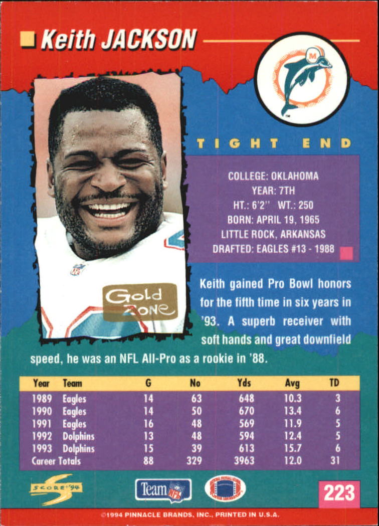 1994 Score Football "Gold Zone" Parallel Cards - Picture 135 of 189