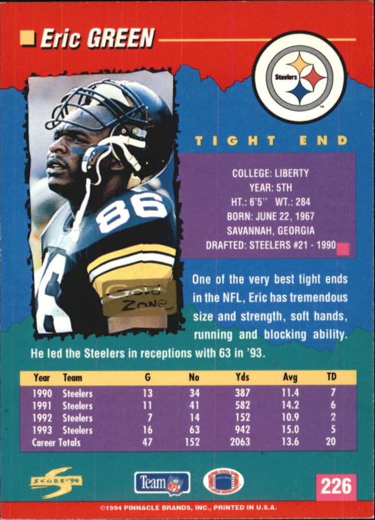 1994 Score Football "Gold Zone" Parallel Cards - Picture 137 of 189