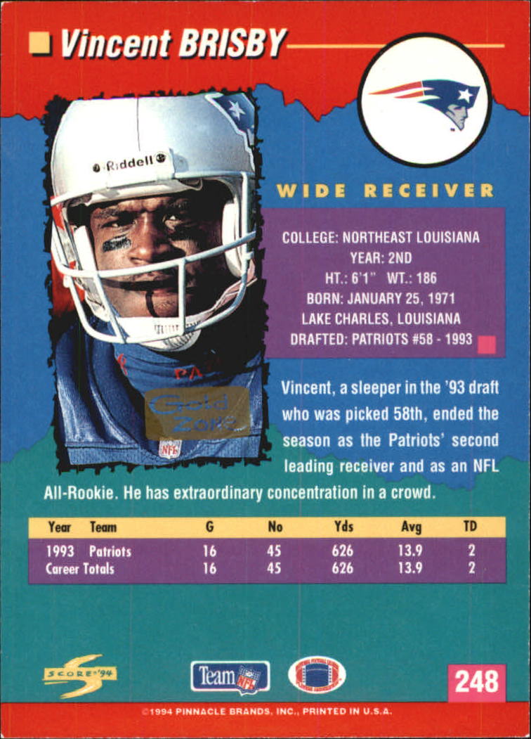 1994 Score Football "Gold Zone" Parallel Cards - Picture 145 of 189