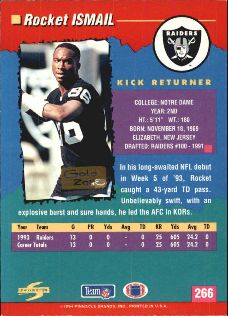 1994 Score Football "Gold Zone" Parallel Cards - Picture 149 of 189