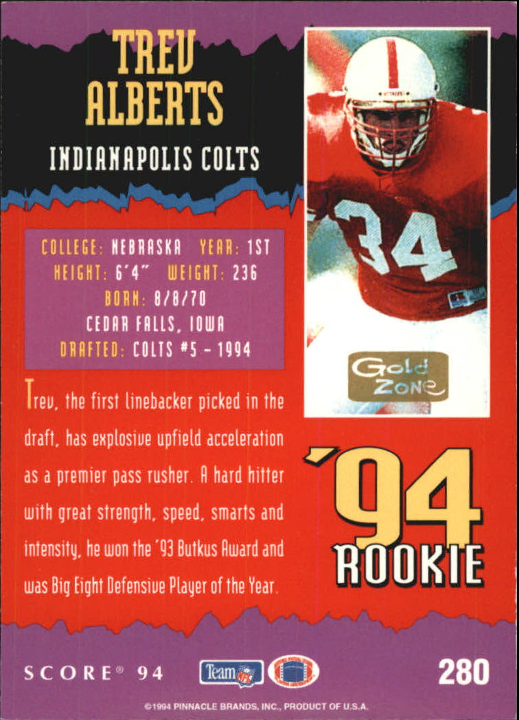 1994 Score Football "Gold Zone" Parallel Cards - Picture 153 of 189
