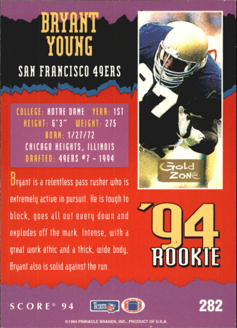 1994 Score Football "Gold Zone" Parallel Cards - Picture 155 of 189
