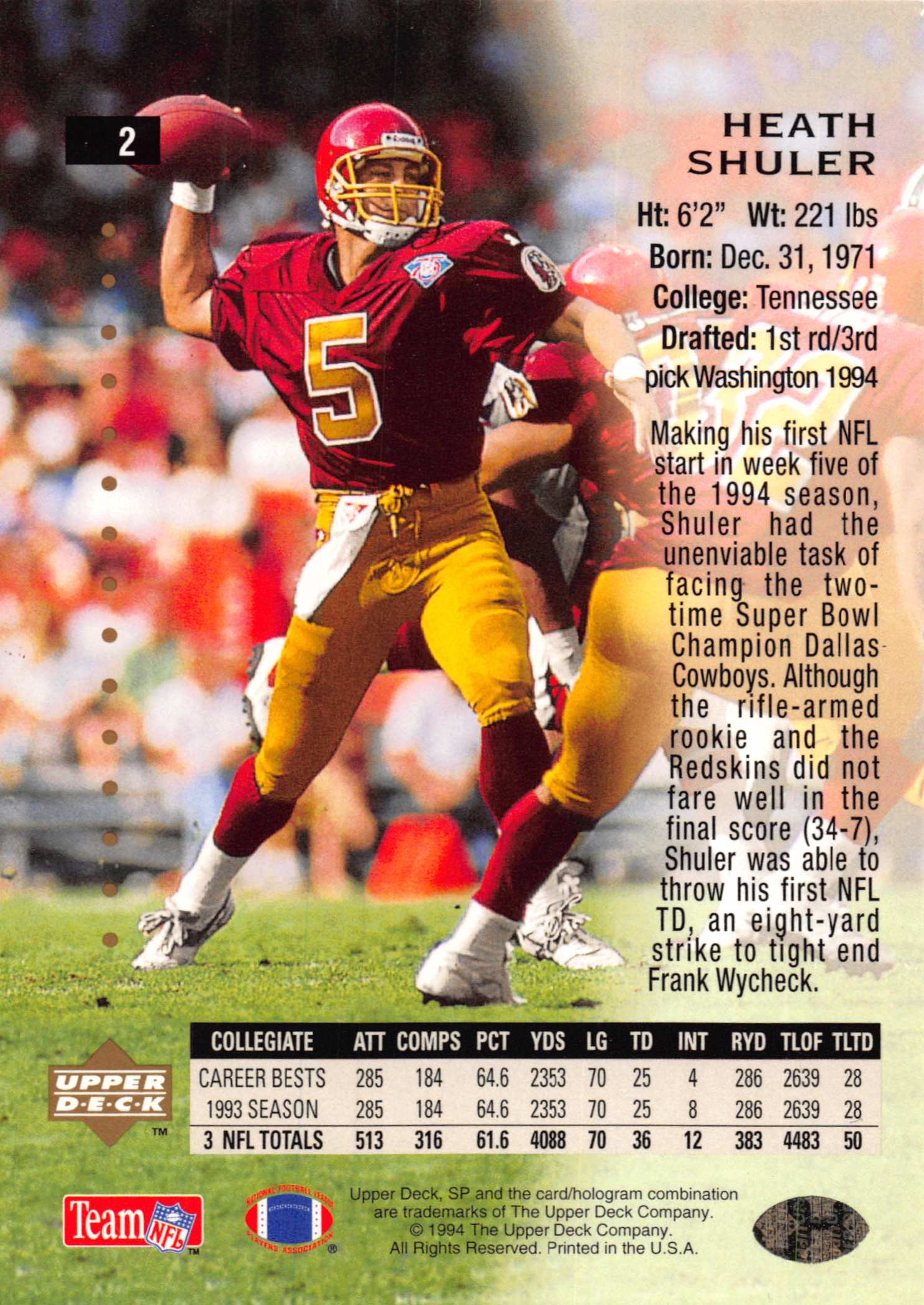 1994 SP (Upper Deck) Football "Main Set" Cards #1 to #200 Rookies and Veterans - Picture 5 of 393