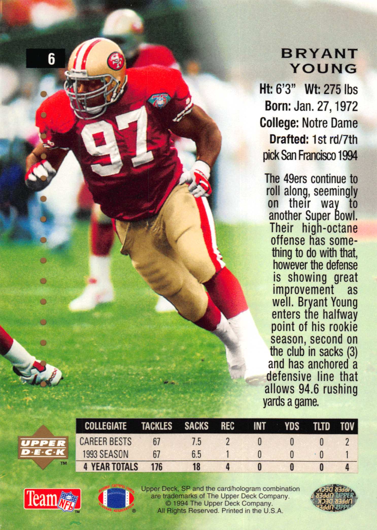 1994 SP (Upper Deck) Football "Main Set" Cards #1 to #200 Rookies and Veterans - Picture 10 of 393