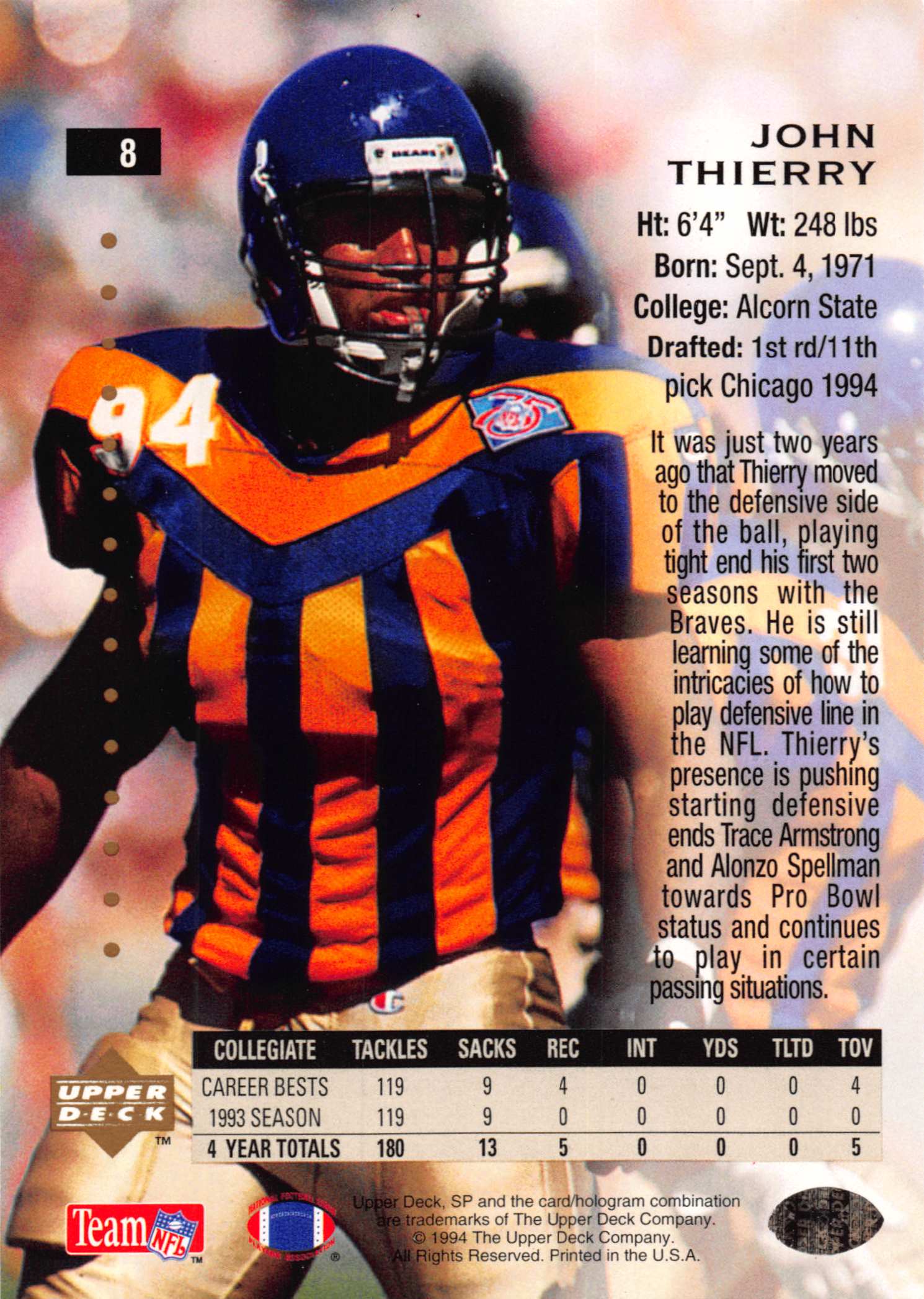 1994 SP (Upper Deck) Football "Main Set" Cards #1 to #200 Rookies and Veterans - Picture 14 of 393