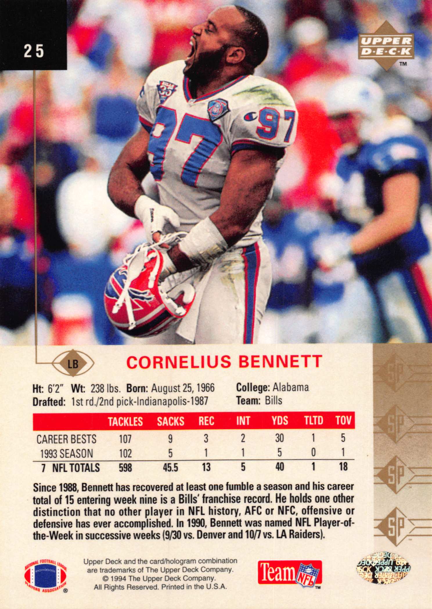 1994 SP (Upper Deck) Football "Main Set" Cards #1 to #200 Rookies and Veterans - Picture 46 of 393