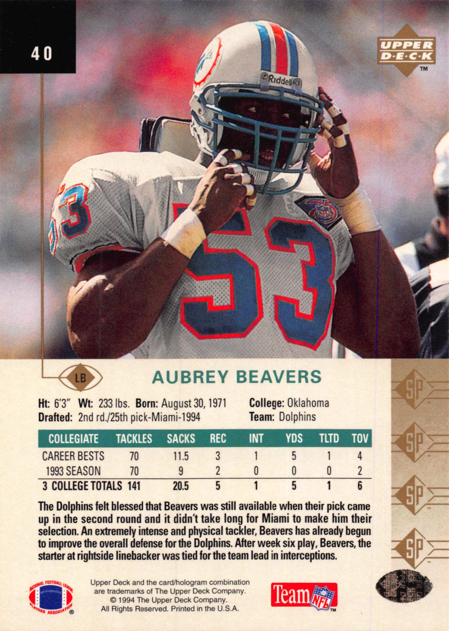 1994 SP (Upper Deck) Football "Main Set" Cards #1 to #200 Rookies and Veterans - Picture 76 of 393