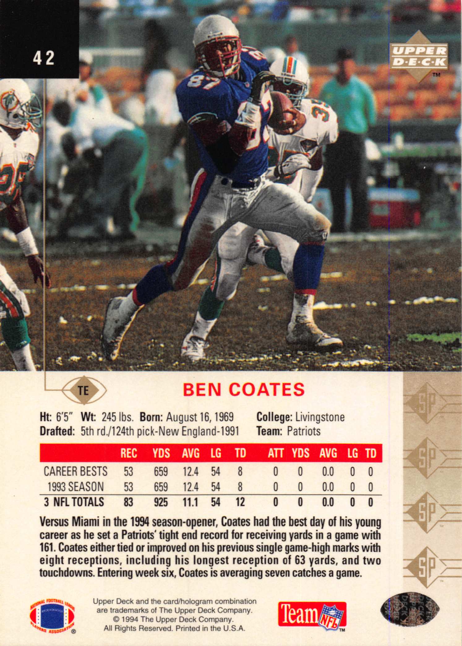 1994 SP (Upper Deck) Football "Main Set" Cards #1 to #200 Rookies and Veterans - Picture 80 of 393