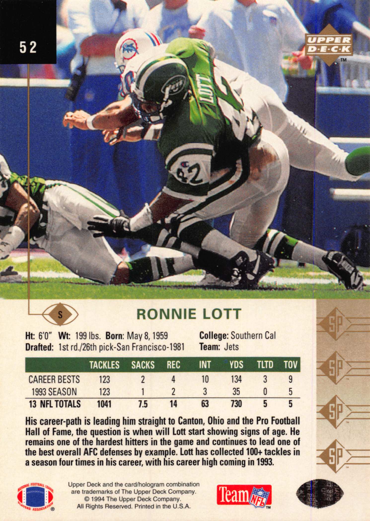 1994 SP (Upper Deck) Football "Main Set" Cards #1 to #200 Rookies and Veterans - Picture 99 of 393