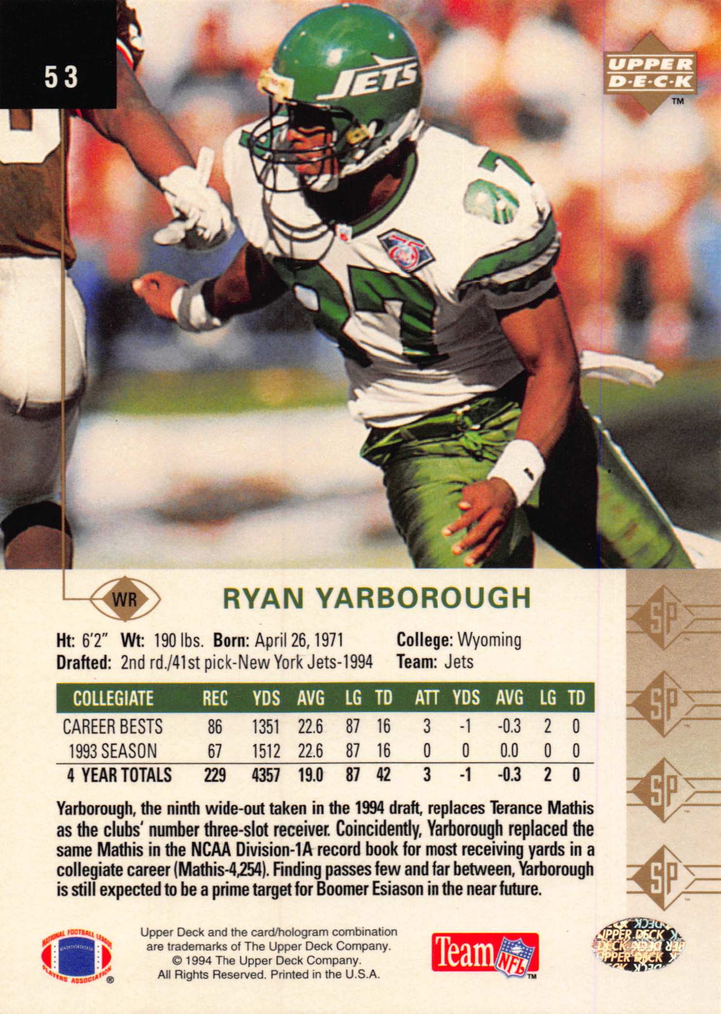 1994 SP (Upper Deck) Football "Main Set" Cards #1 to #200 Rookies and Veterans - Picture 101 of 393