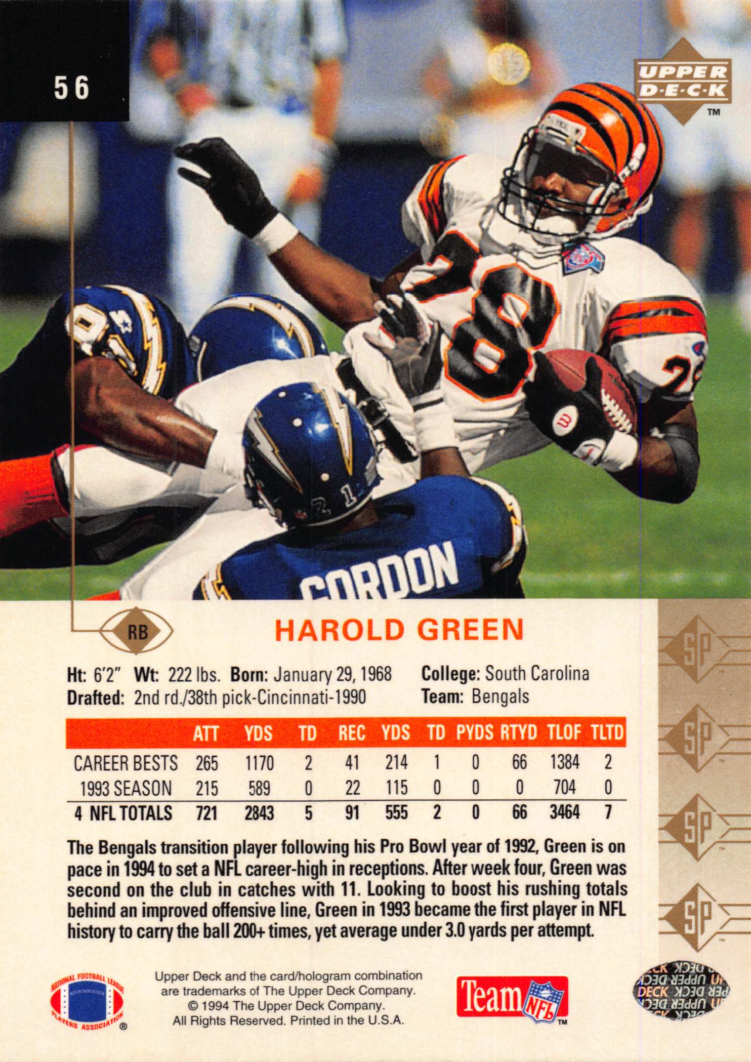 1994 SP (Upper Deck) Football "Main Set" Cards #1 to #200 Rookies and Veterans - Picture 107 of 393