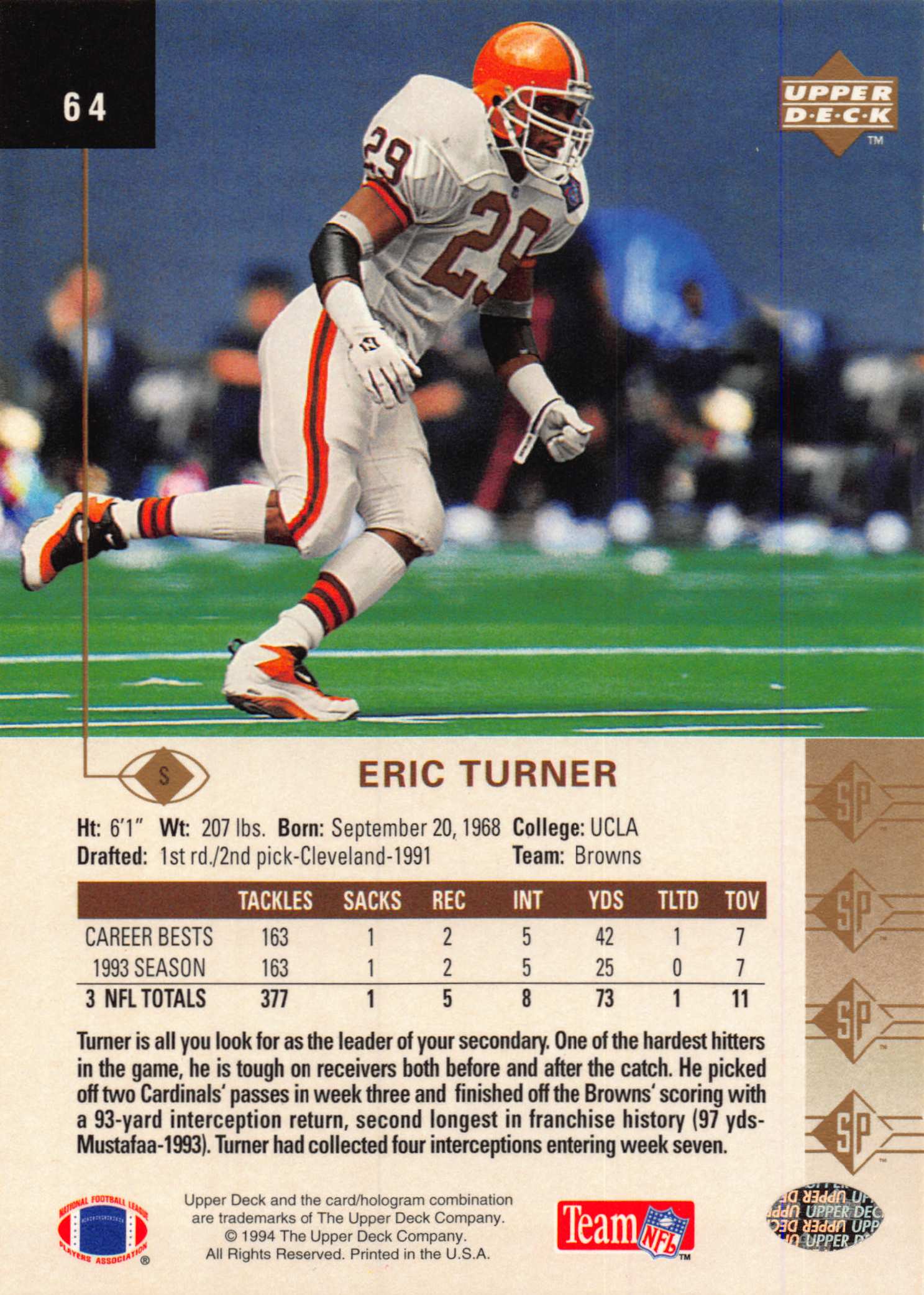 1994 SP (Upper Deck) Football "Main Set" Cards #1 to #200 Rookies and Veterans - Picture 123 of 393
