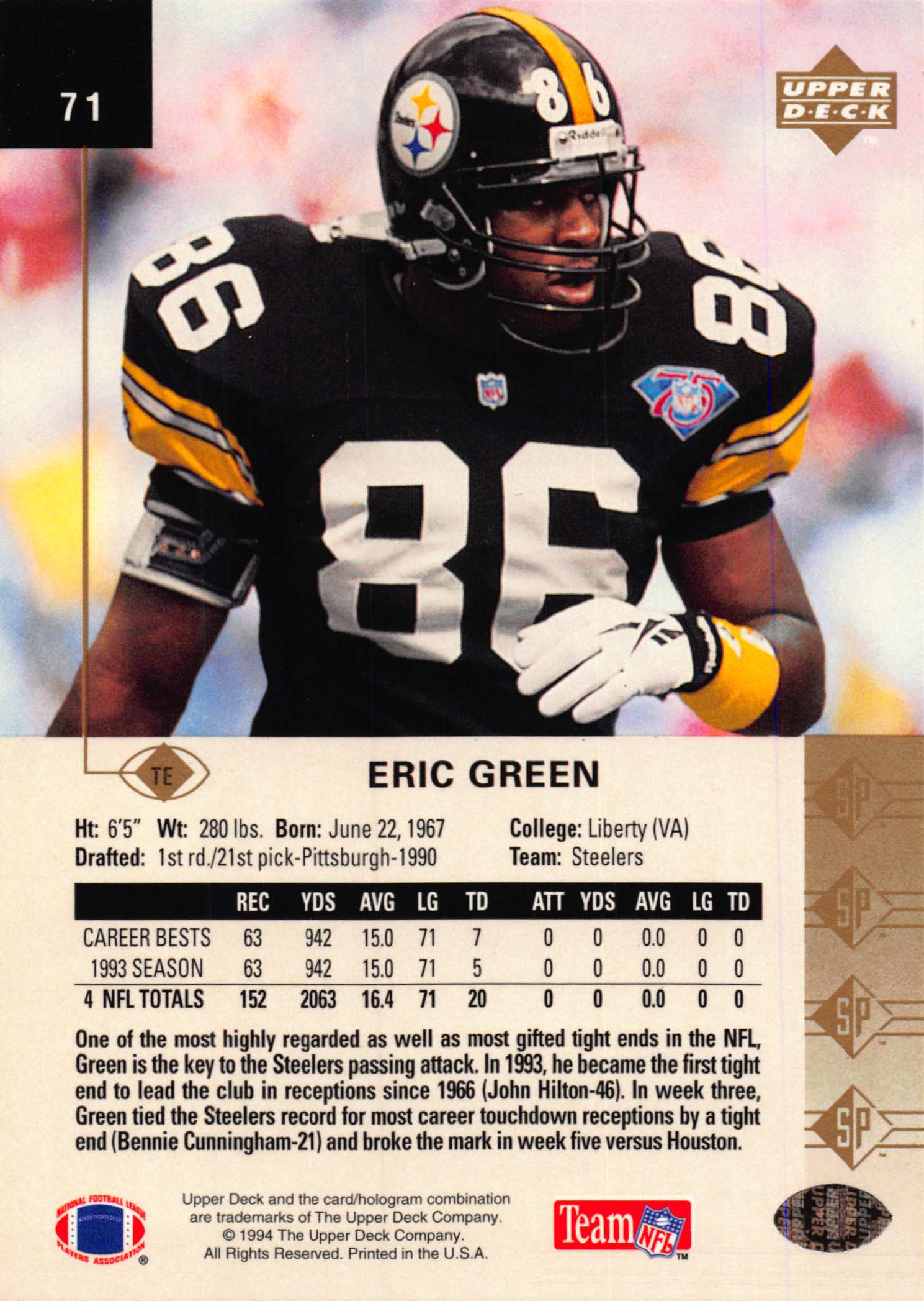 1994 SP (Upper Deck) Football "Main Set" Cards #1 to #200 Rookies and Veterans - Picture 137 of 393