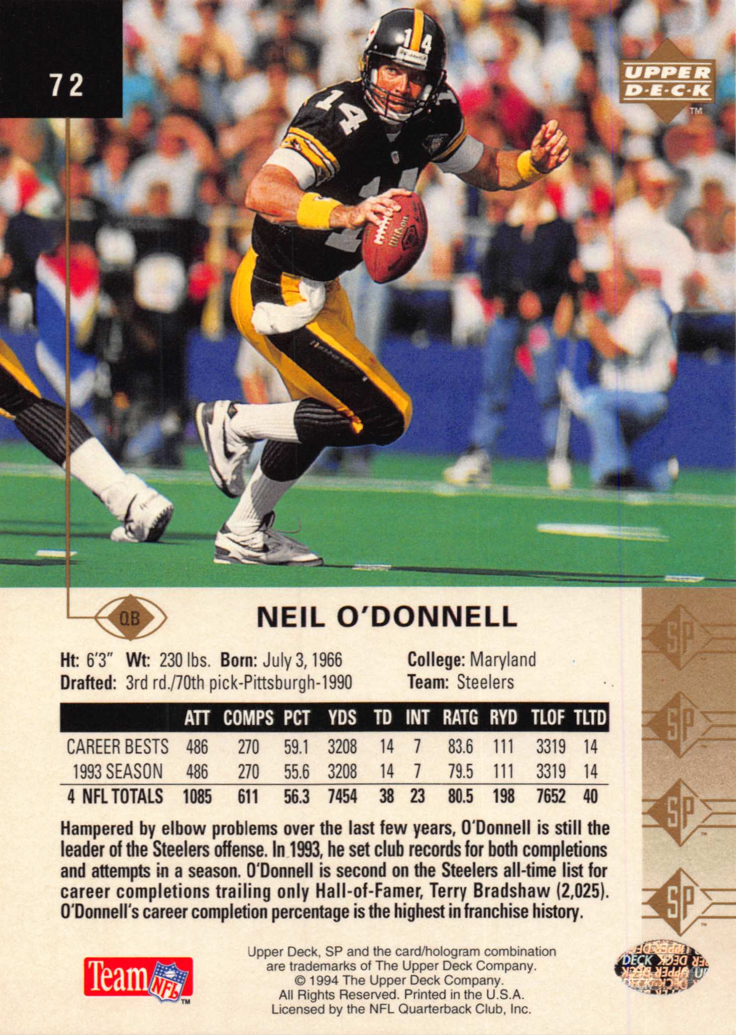 1994 SP (Upper Deck) Football "Main Set" Cards #1 to #200 Rookies and Veterans - Picture 139 of 393