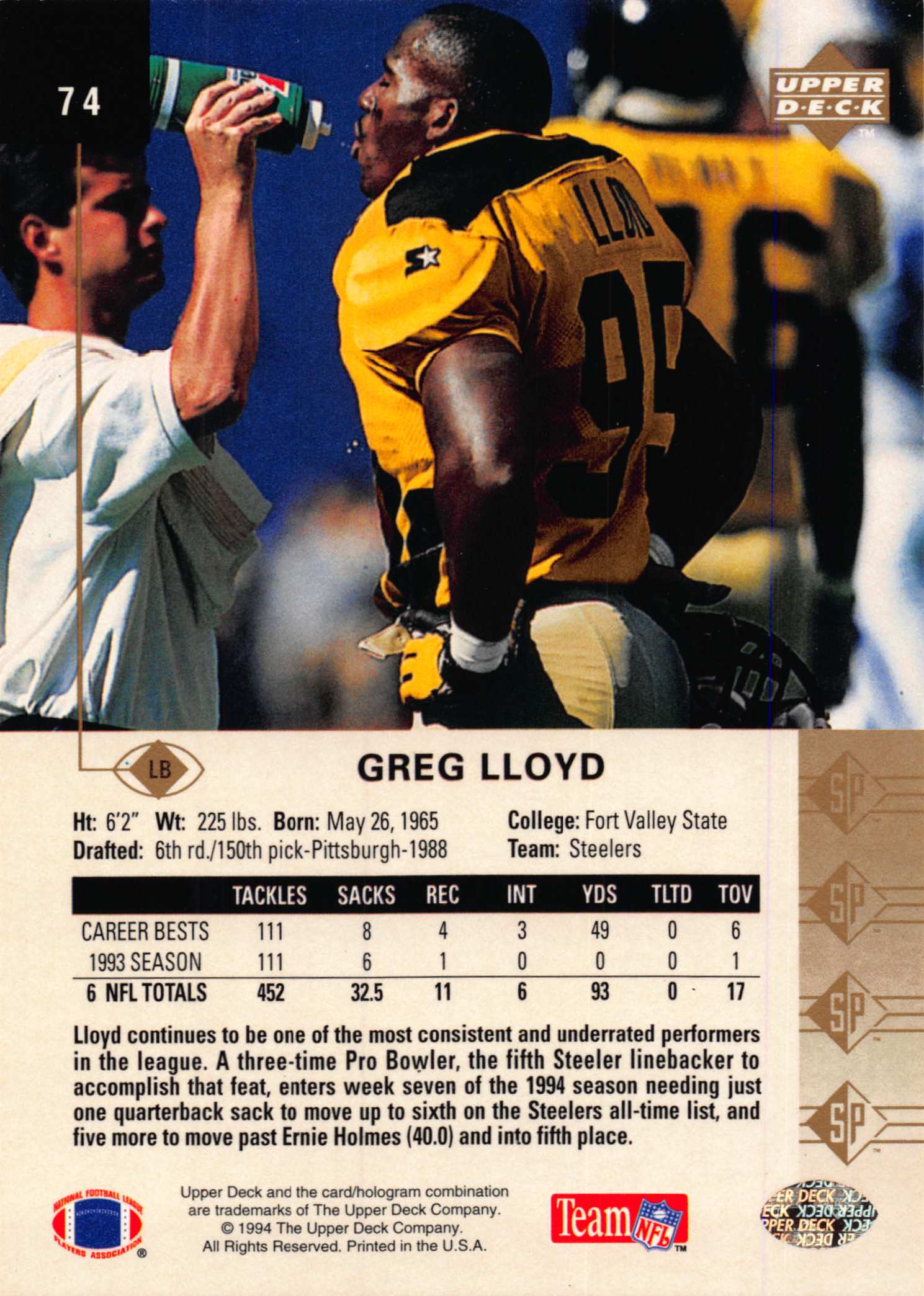1994 SP (Upper Deck) Football "Main Set" Cards #1 to #200 Rookies and Veterans - Picture 143 of 393