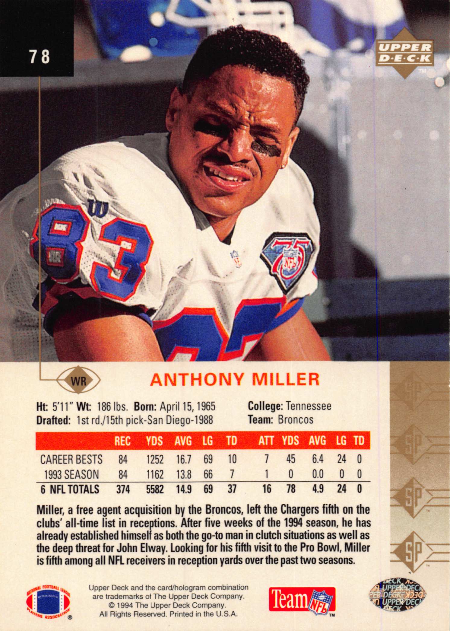 1994 SP (Upper Deck) Football "Main Set" Cards #1 to #200 Rookies and Veterans - Picture 151 of 393