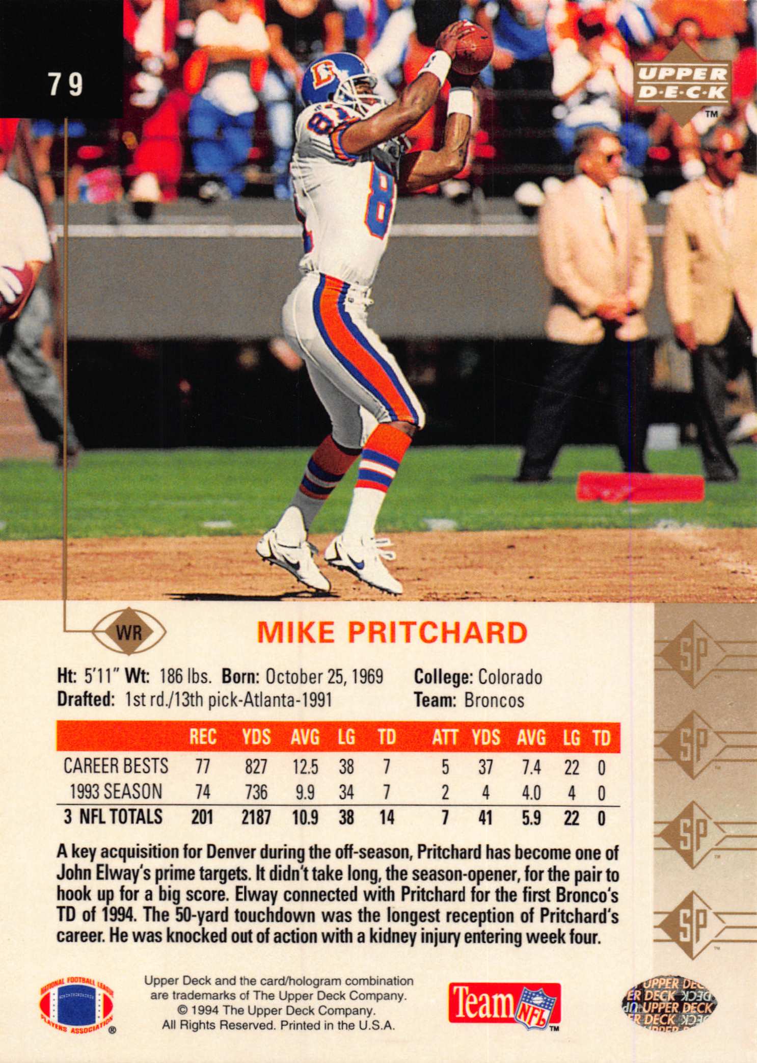 1994 SP (Upper Deck) Football "Main Set" Cards #1 to #200 Rookies and Veterans - Picture 153 of 393