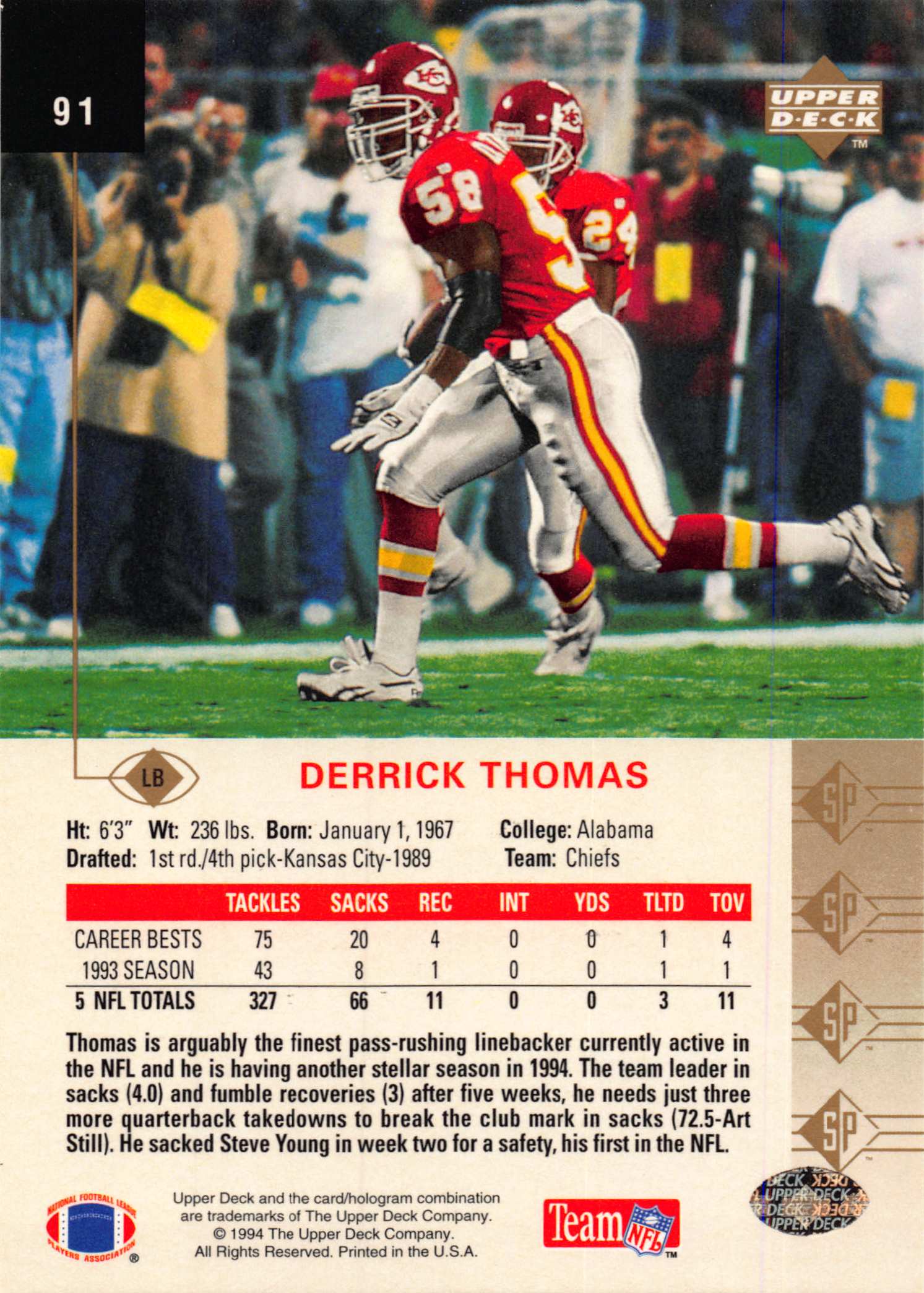 1994 SP (Upper Deck) Football "Main Set" Cards #1 to #200 Rookies and Veterans - Picture 177 of 393