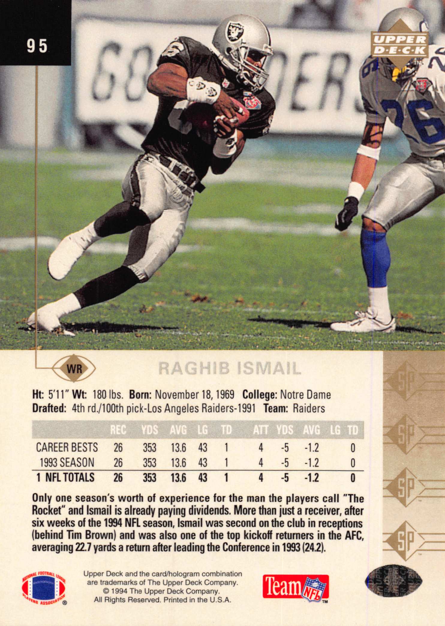 1994 SP (Upper Deck) Football "Main Set" Cards #1 to #200 Rookies and Veterans - Picture 185 of 393