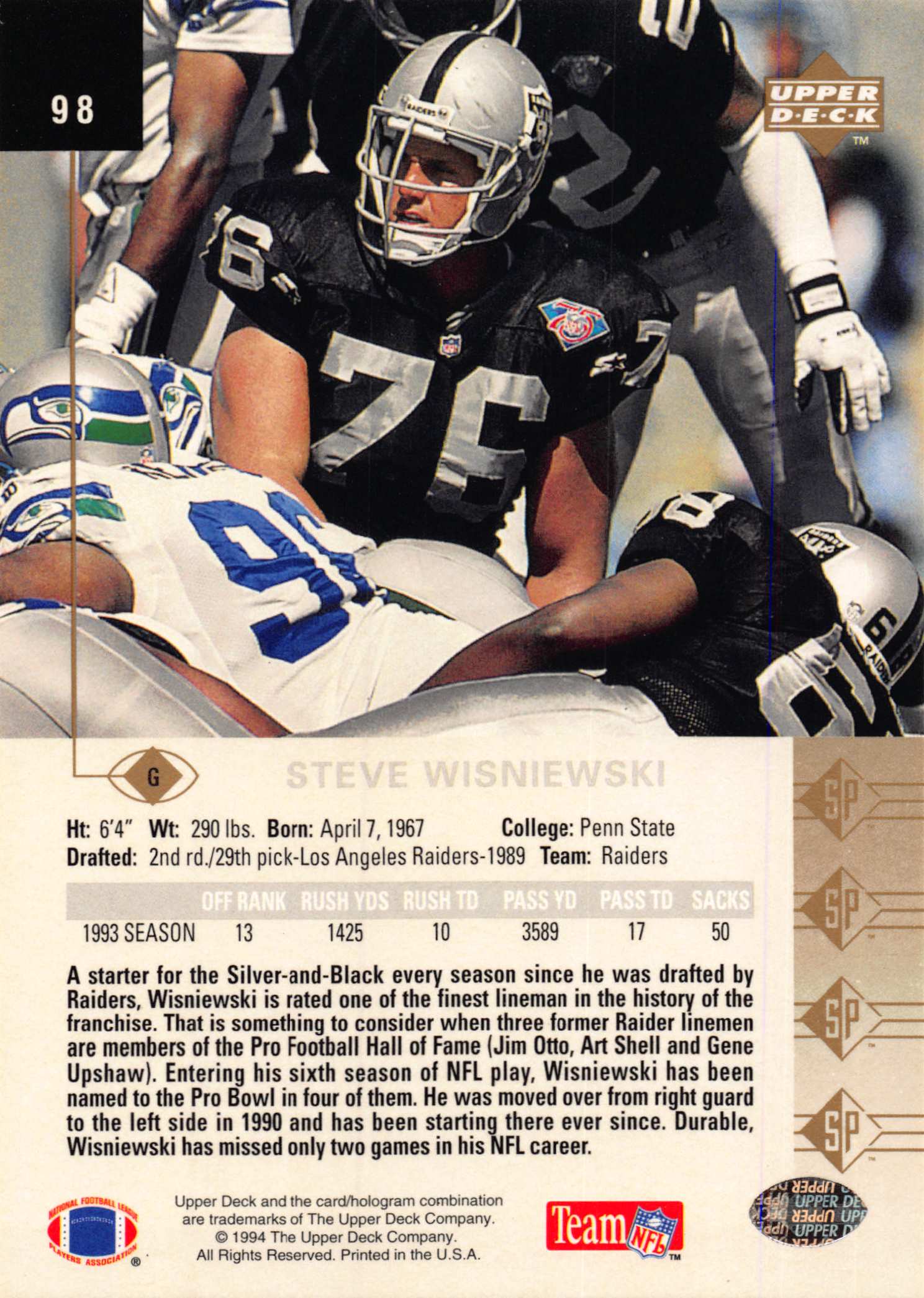 1994 SP (Upper Deck) Football "Main Set" Cards #1 to #200 Rookies and Veterans - Picture 191 of 393