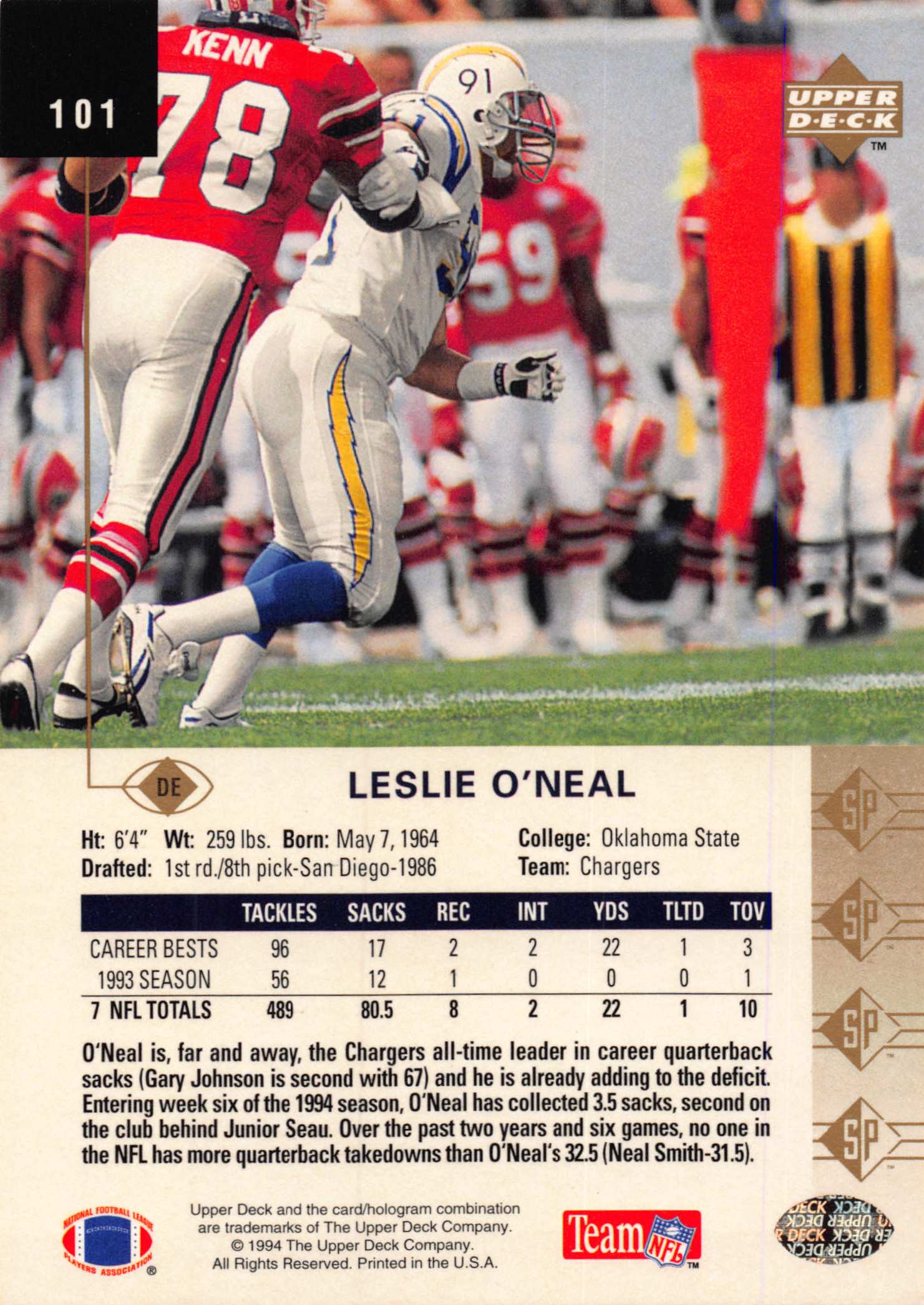 1994 SP (Upper Deck) Football "Main Set" Cards #1 to #200 Rookies and Veterans - Picture 197 of 393