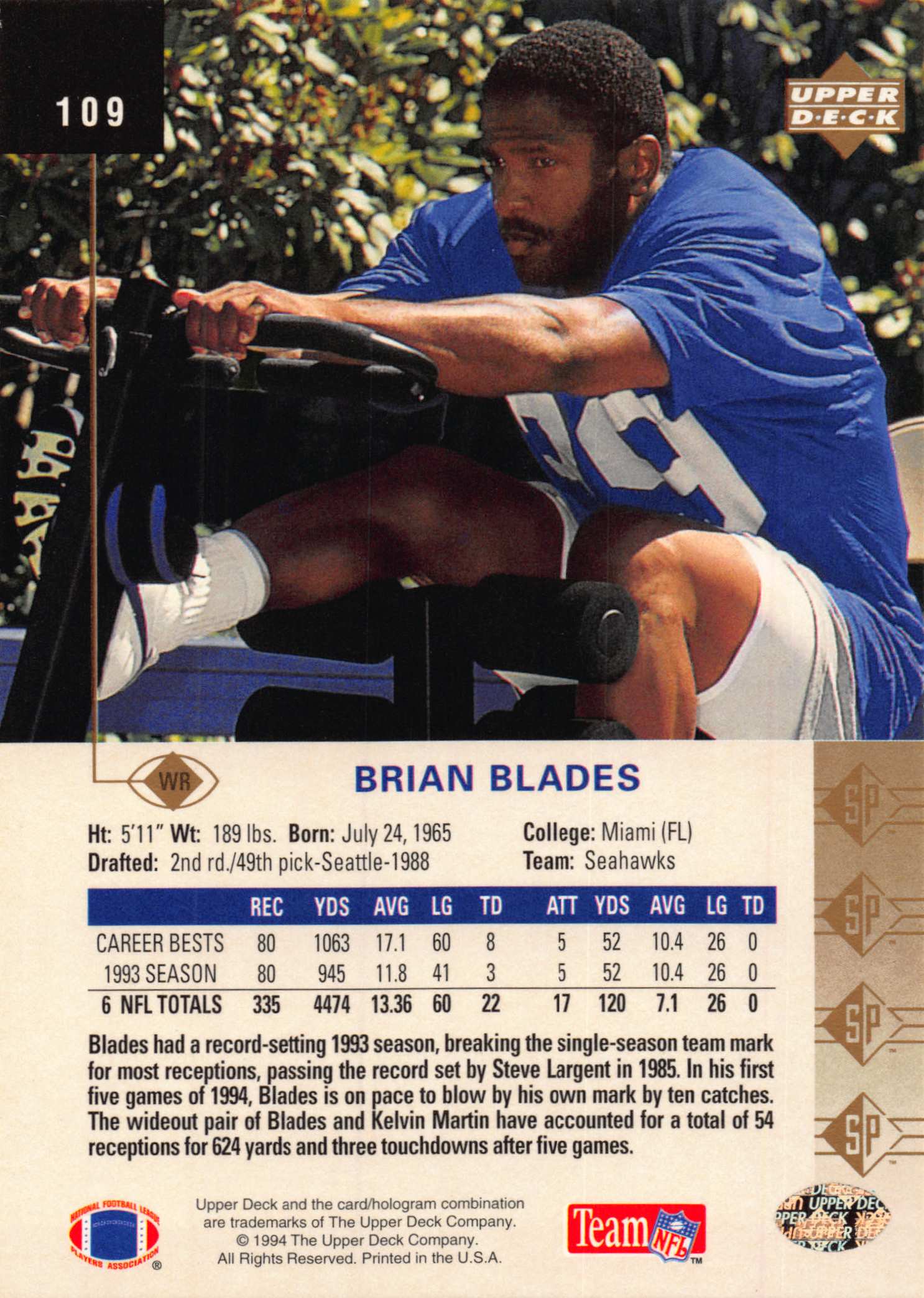1994 SP (Upper Deck) Football "Main Set" Cards #1 to #200 Rookies and Veterans - Picture 213 of 393