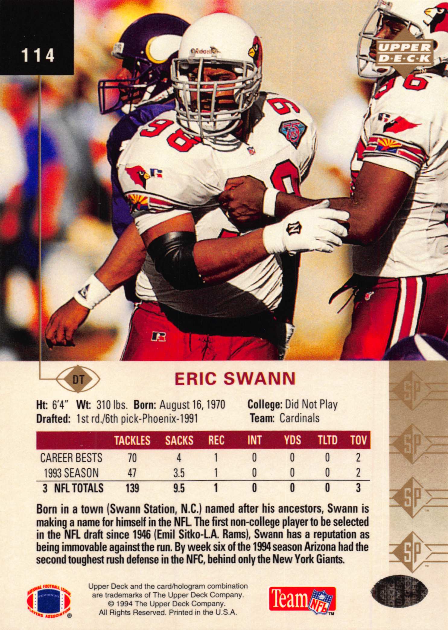 1994 SP (Upper Deck) Football "Main Set" Cards #1 to #200 Rookies and Veterans - Picture 221 of 393