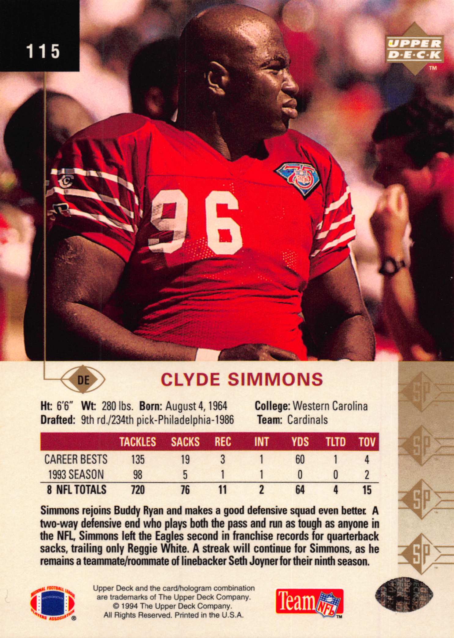 1994 SP (Upper Deck) Football "Main Set" Cards #1 to #200 Rookies and Veterans - Picture 223 of 393