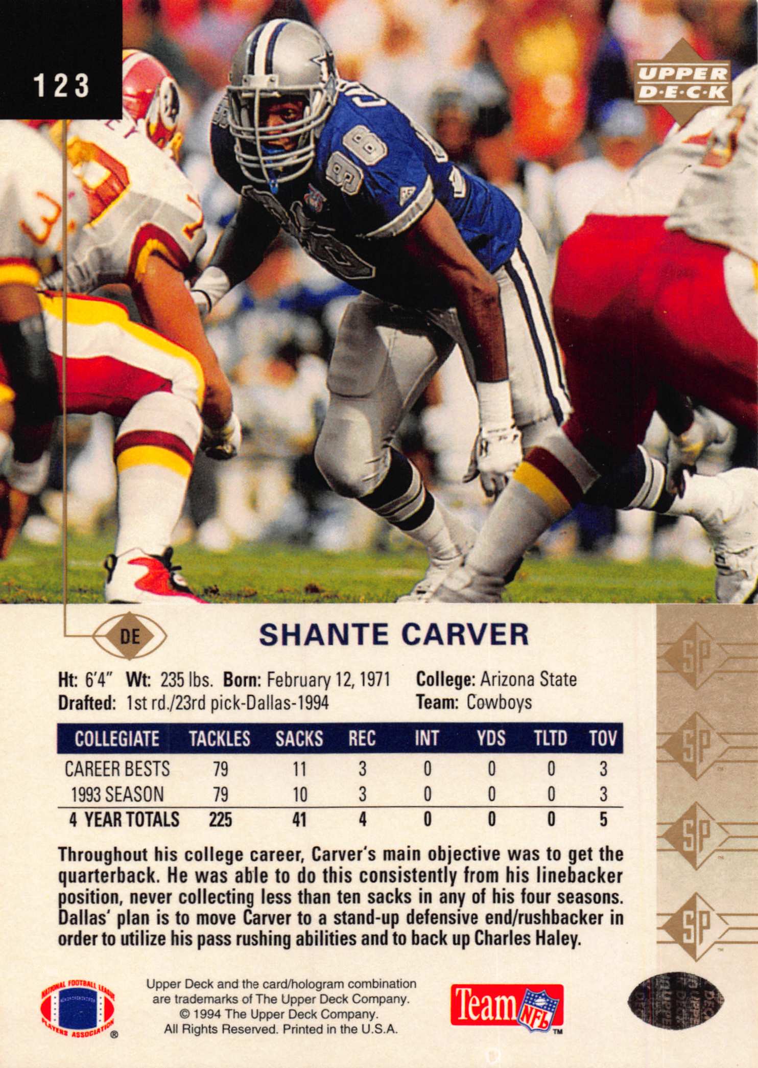 1994 SP (Upper Deck) Football "Main Set" Cards #1 to #200 Rookies and Veterans - Picture 239 of 393