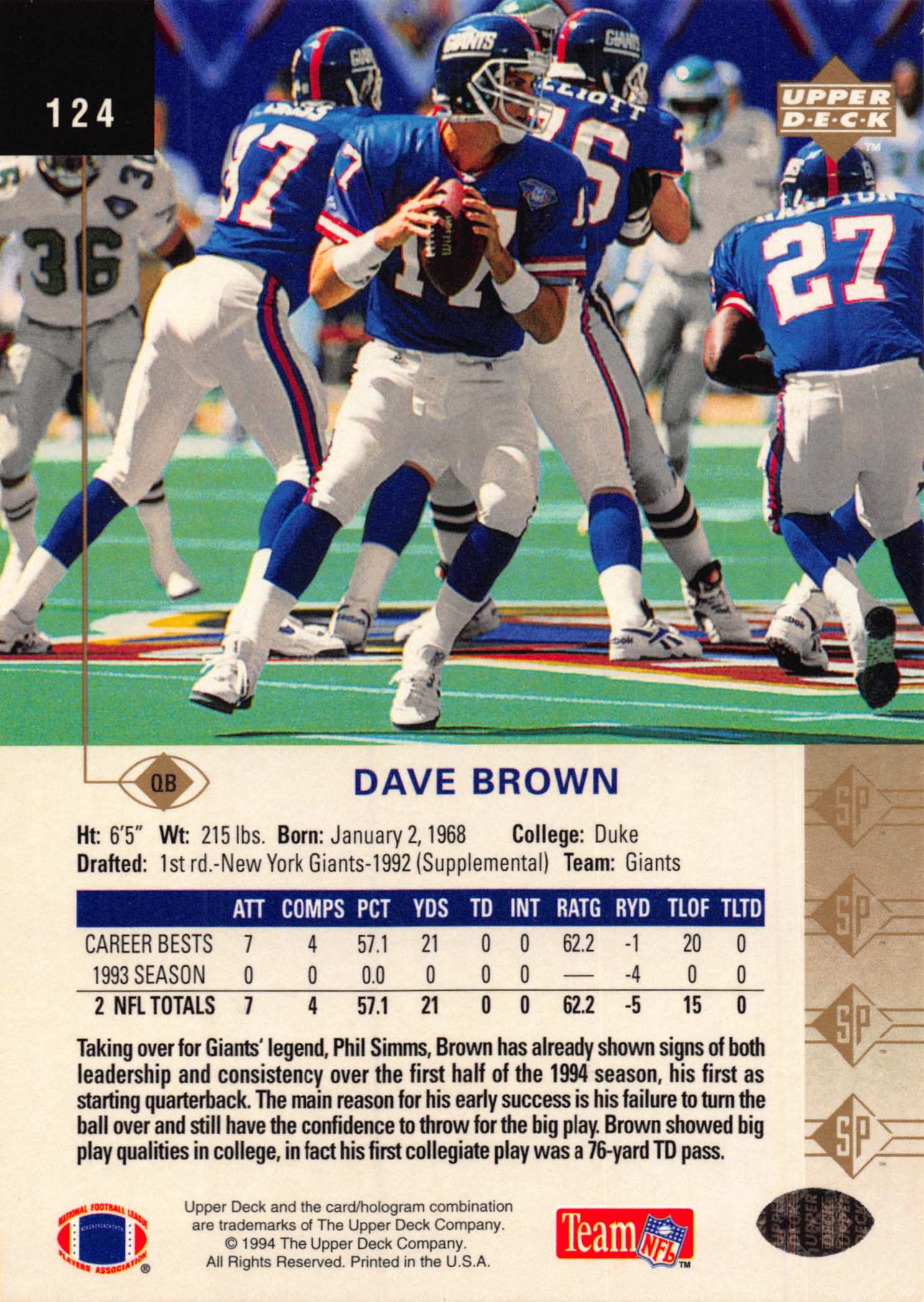 1994 SP (Upper Deck) Football "Main Set" Cards #1 to #200 Rookies and Veterans - Picture 241 of 393