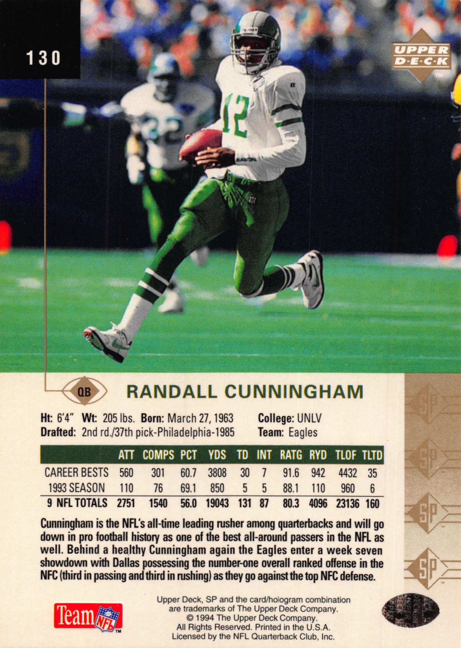 1994 SP (Upper Deck) Football "Main Set" Cards #1 to #200 Rookies and Veterans - Picture 253 of 393