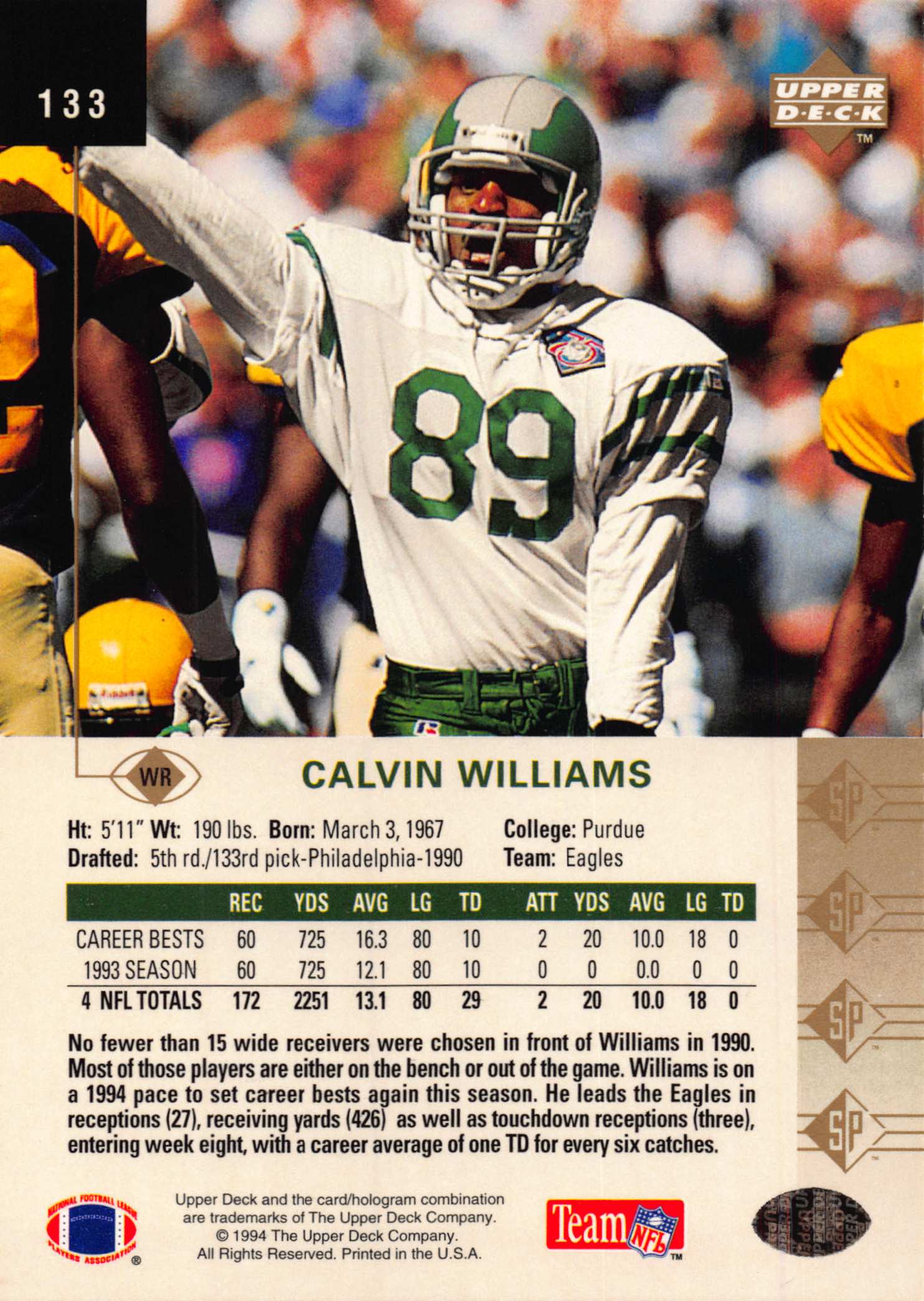 1994 SP (Upper Deck) Football "Main Set" Cards #1 to #200 Rookies and Veterans - Picture 259 of 393