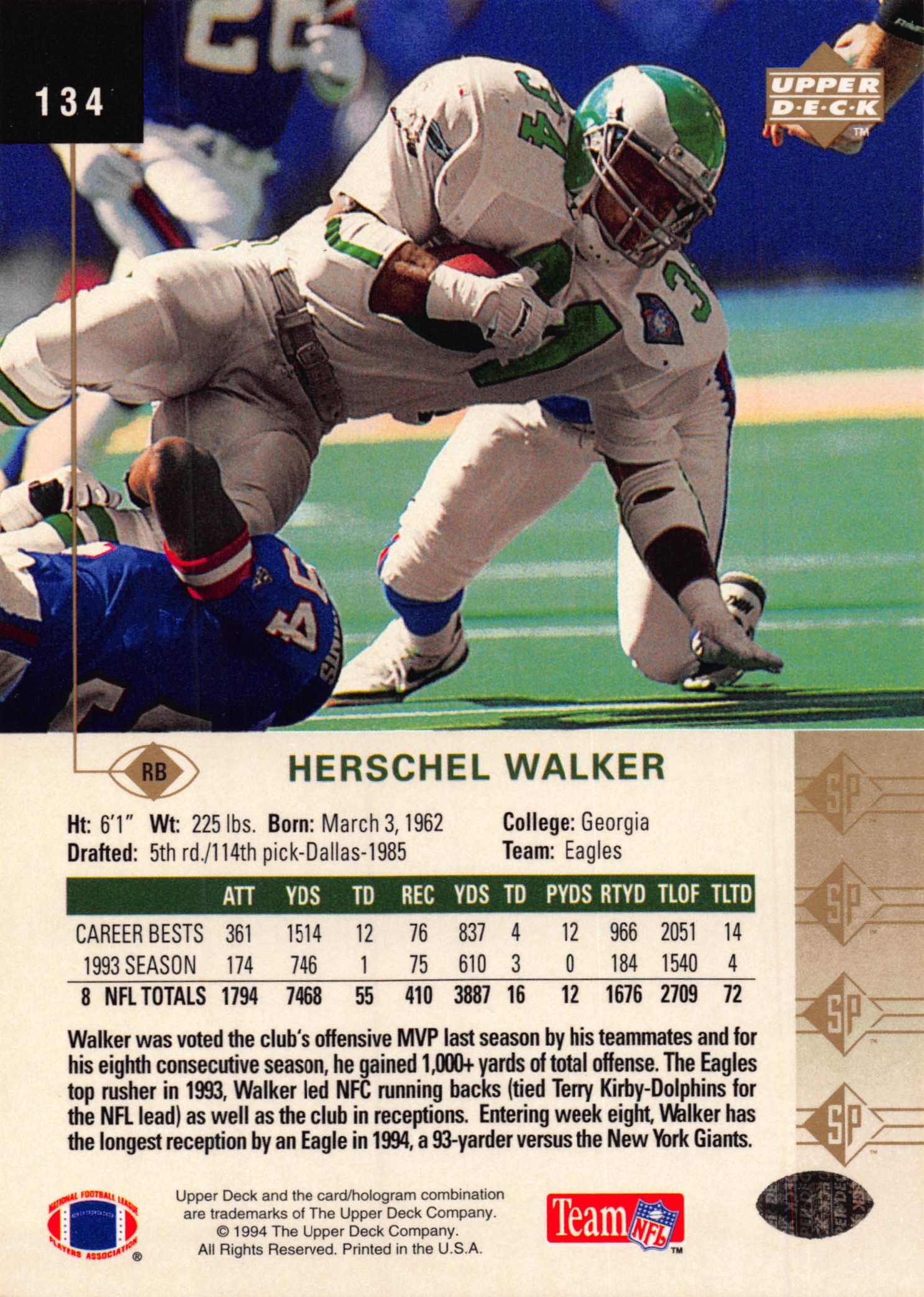 1994 SP (Upper Deck) Football "Main Set" Cards #1 to #200 Rookies and Veterans - Picture 261 of 393