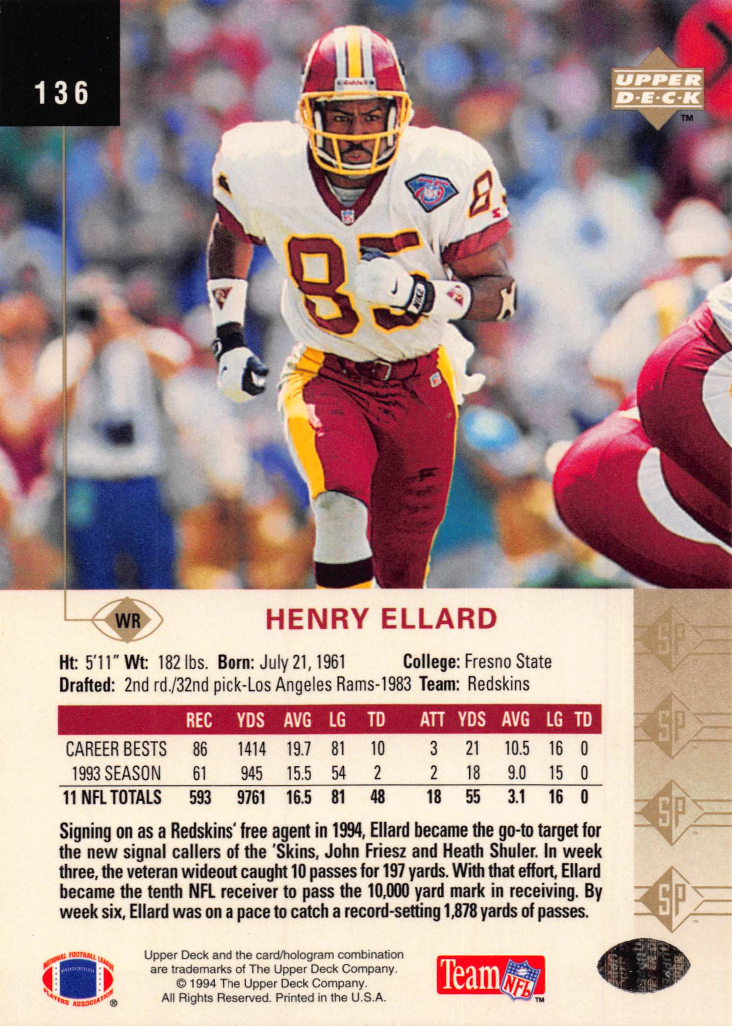 1994 SP (Upper Deck) Football "Main Set" Cards #1 to #200 Rookies and Veterans - Picture 265 of 393