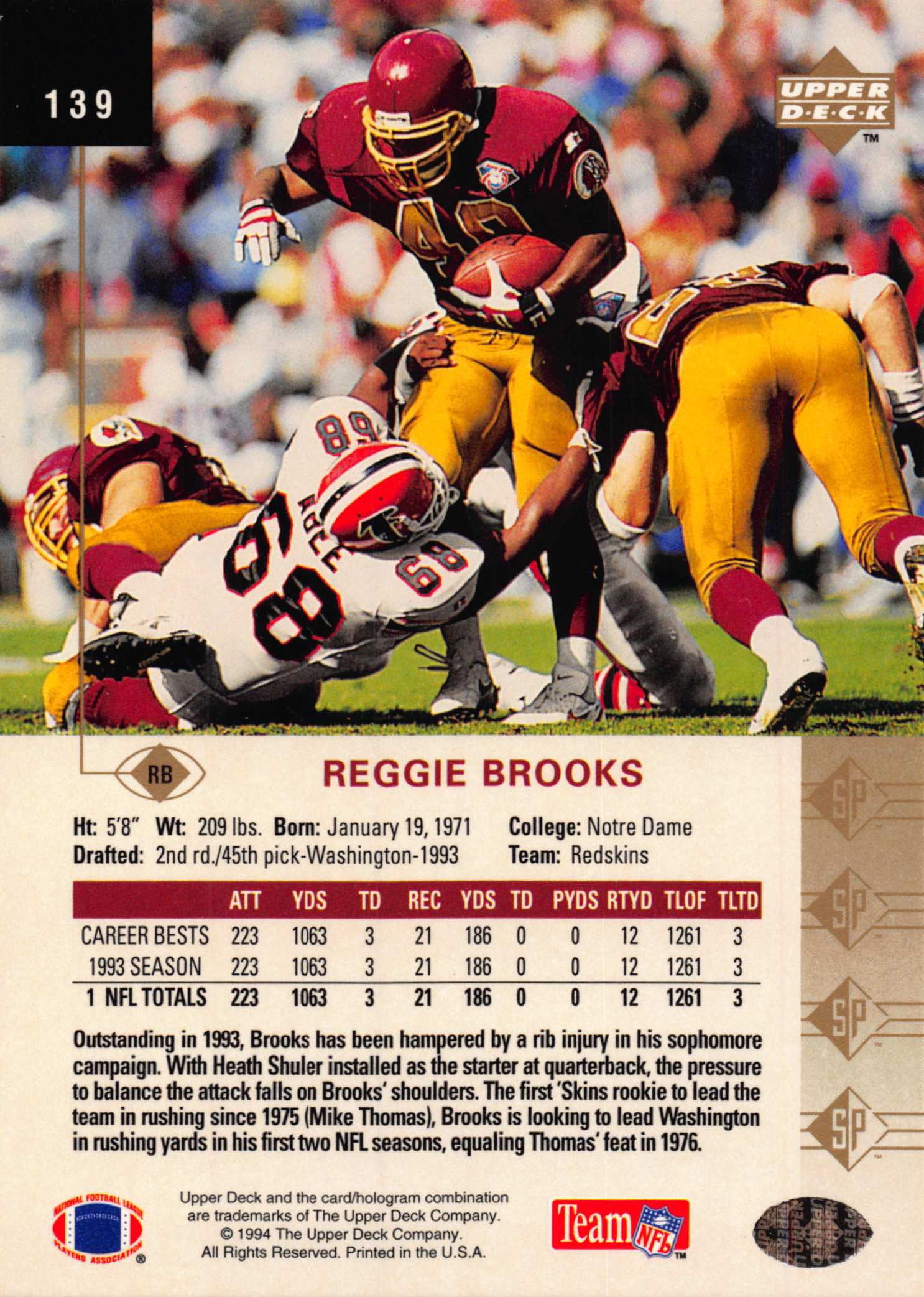 1994 SP (Upper Deck) Football "Main Set" Cards #1 to #200 Rookies and Veterans - Picture 271 of 393