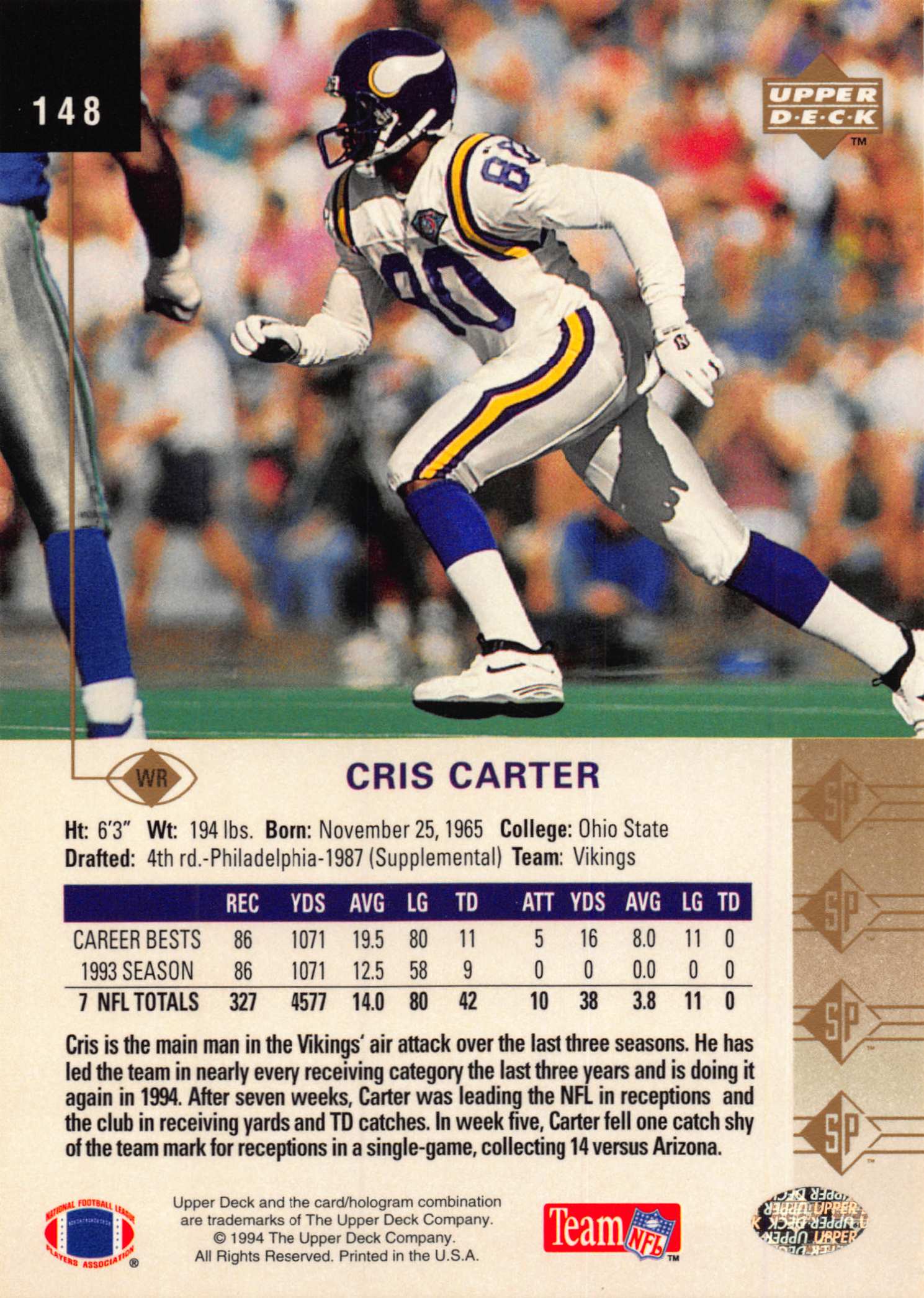 1994 SP (Upper Deck) Football "Main Set" Cards #1 to #200 Rookies and Veterans - Picture 289 of 393