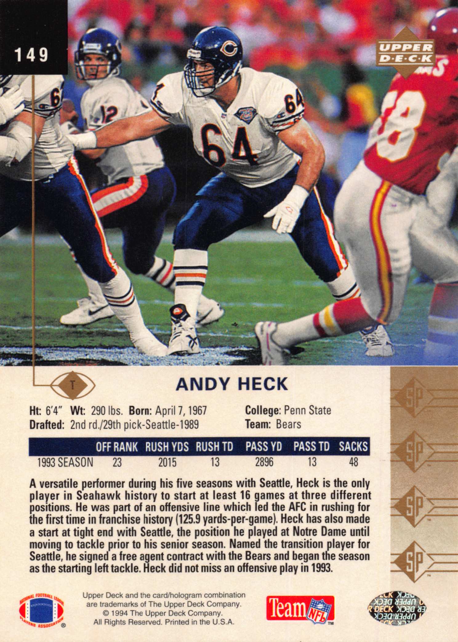 1994 SP (Upper Deck) Football "Main Set" Cards #1 to #200 Rookies and Veterans - Picture 291 of 393