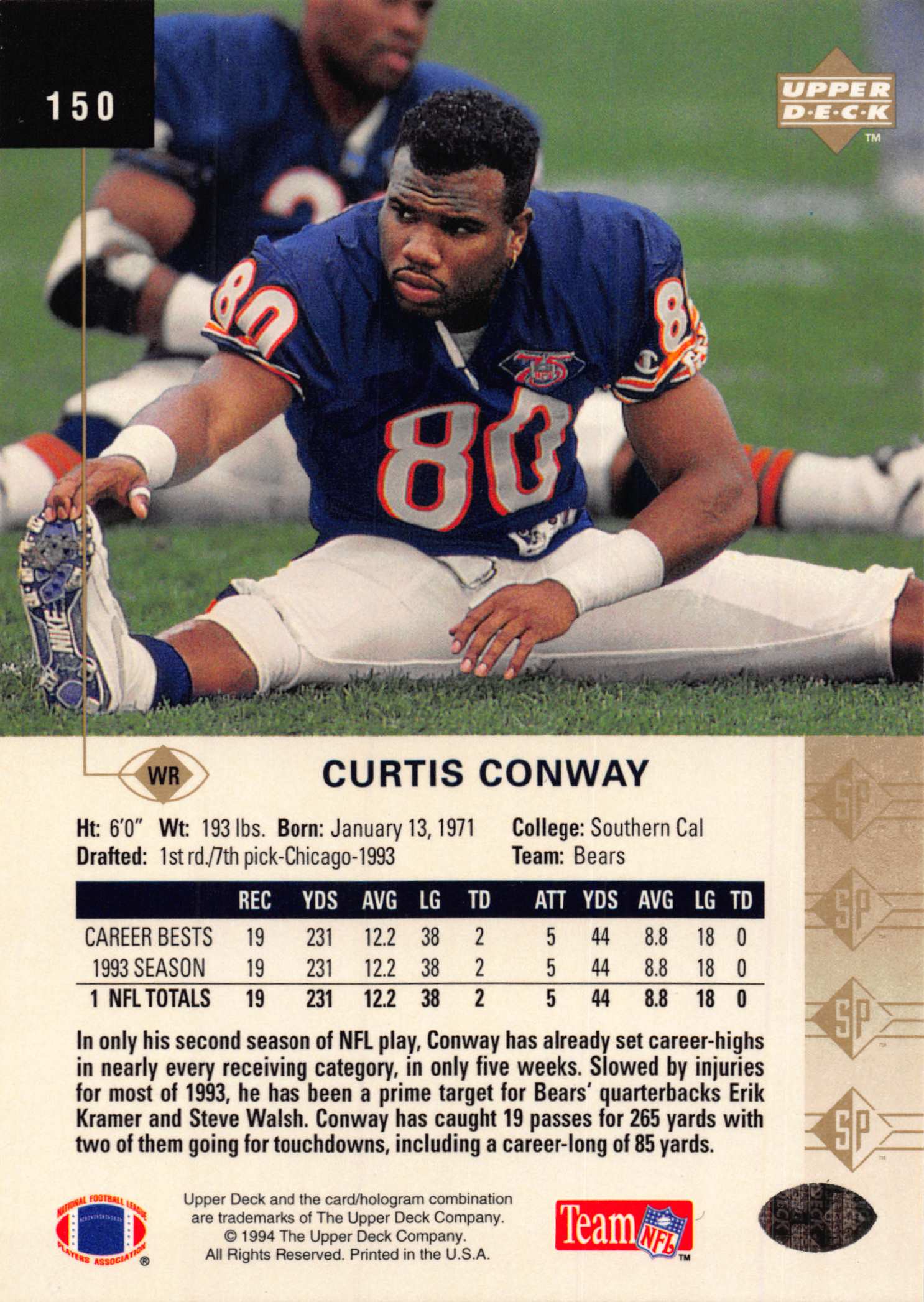 1994 SP (Upper Deck) Football "Main Set" Cards #1 to #200 Rookies and Veterans - Picture 293 of 393