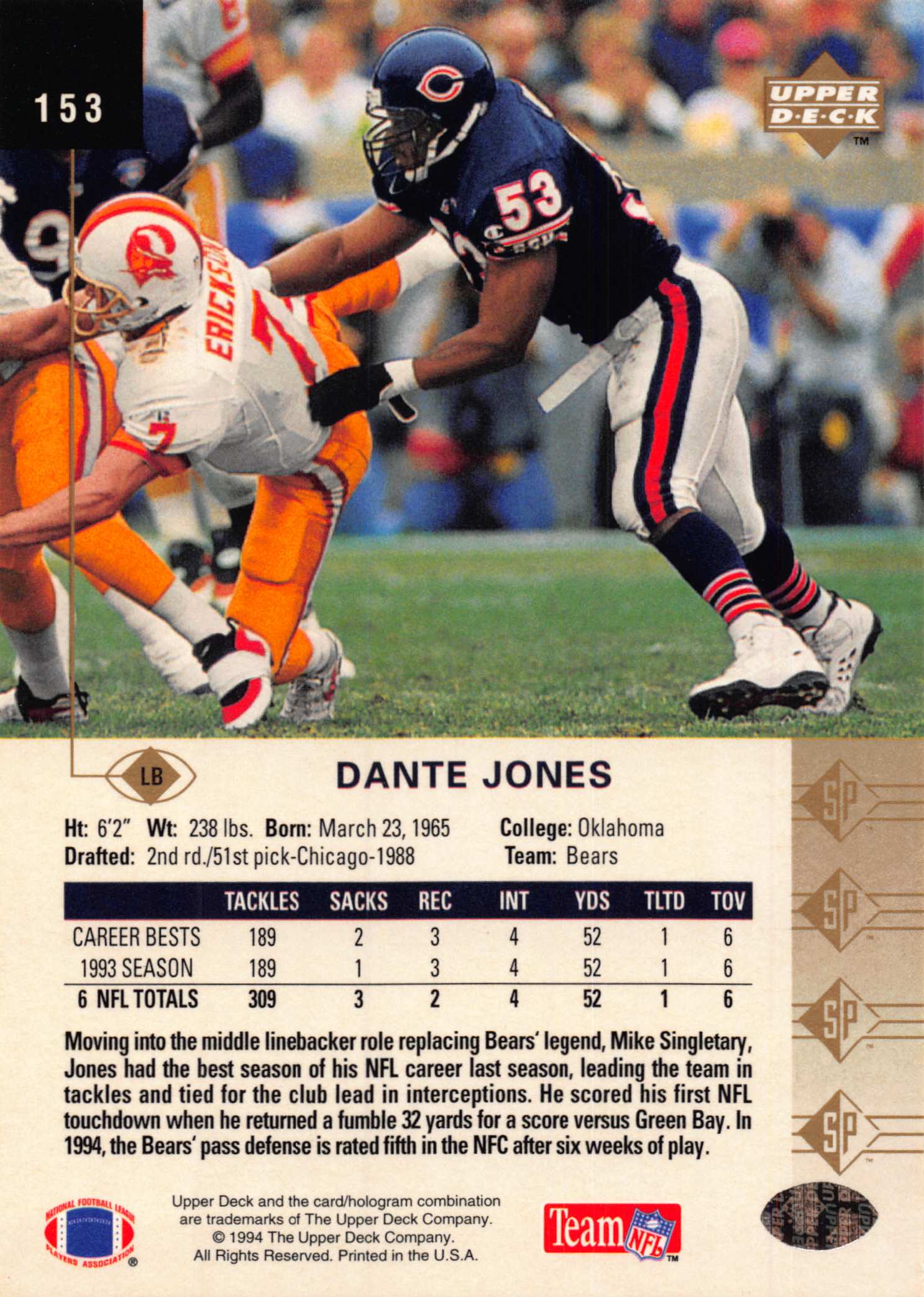 1994 SP (Upper Deck) Football "Main Set" Cards #1 to #200 Rookies and Veterans - Picture 299 of 393