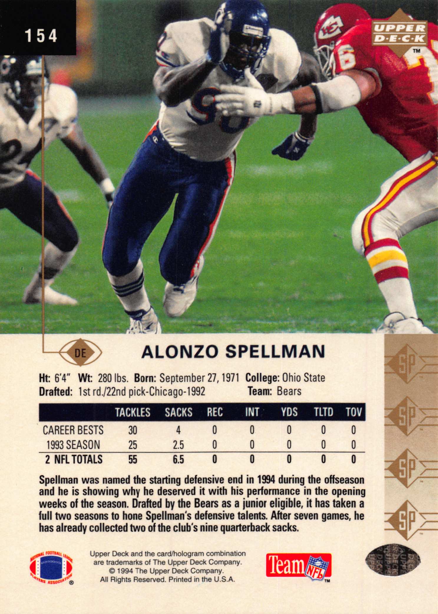 1994 SP (Upper Deck) Football "Main Set" Cards #1 to #200 Rookies and Veterans - Picture 301 of 393
