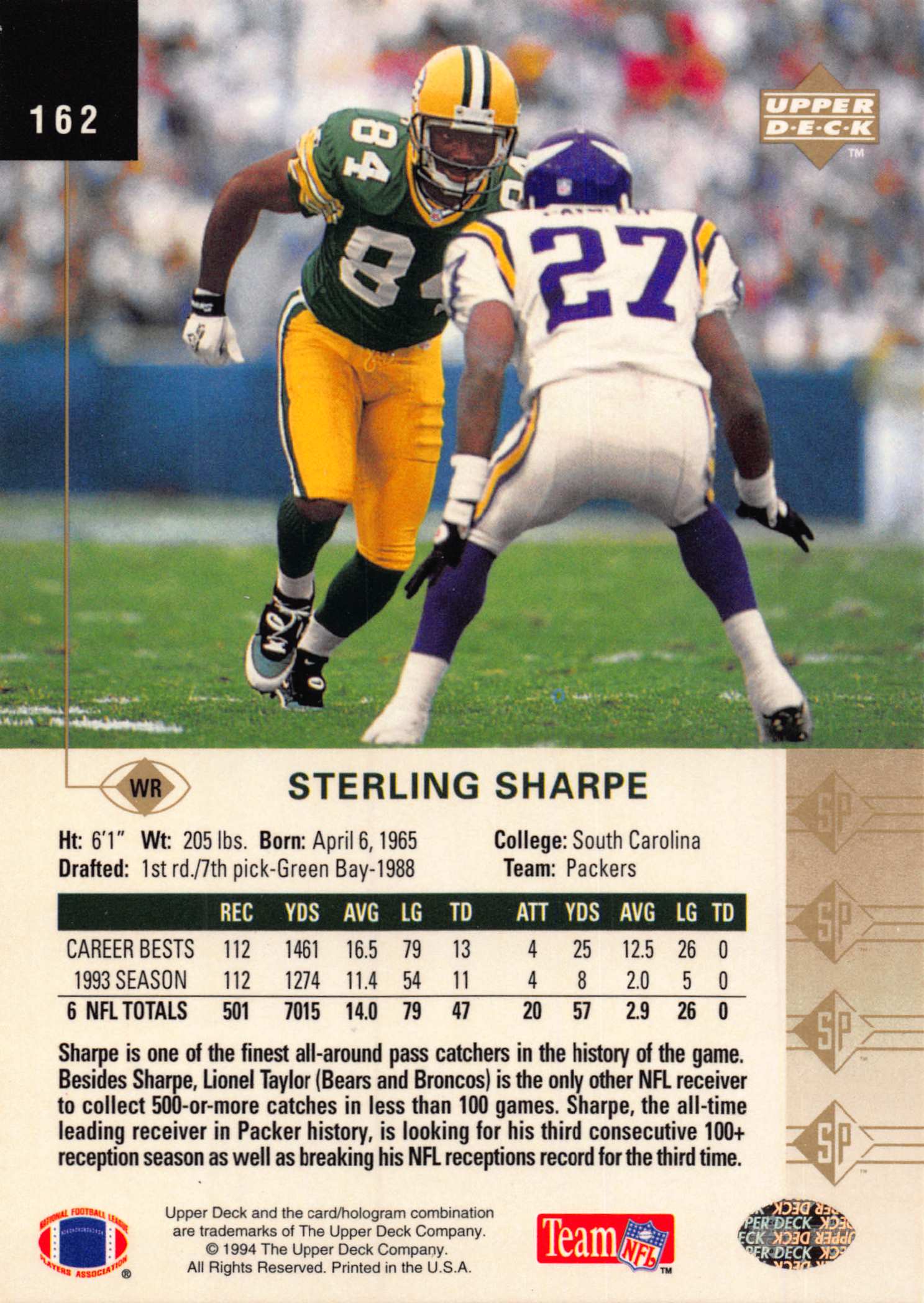 1994 SP (Upper Deck) Football "Main Set" Cards #1 to #200 Rookies and Veterans - Picture 317 of 393