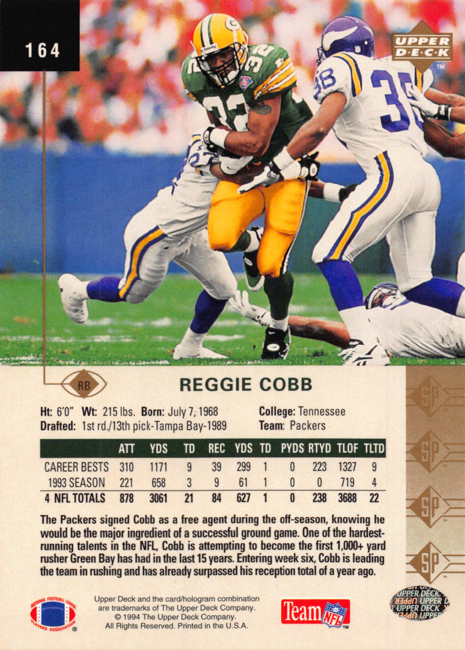 1994 SP (Upper Deck) Football "Main Set" Cards #1 to #200 Rookies and Veterans - Picture 321 of 393