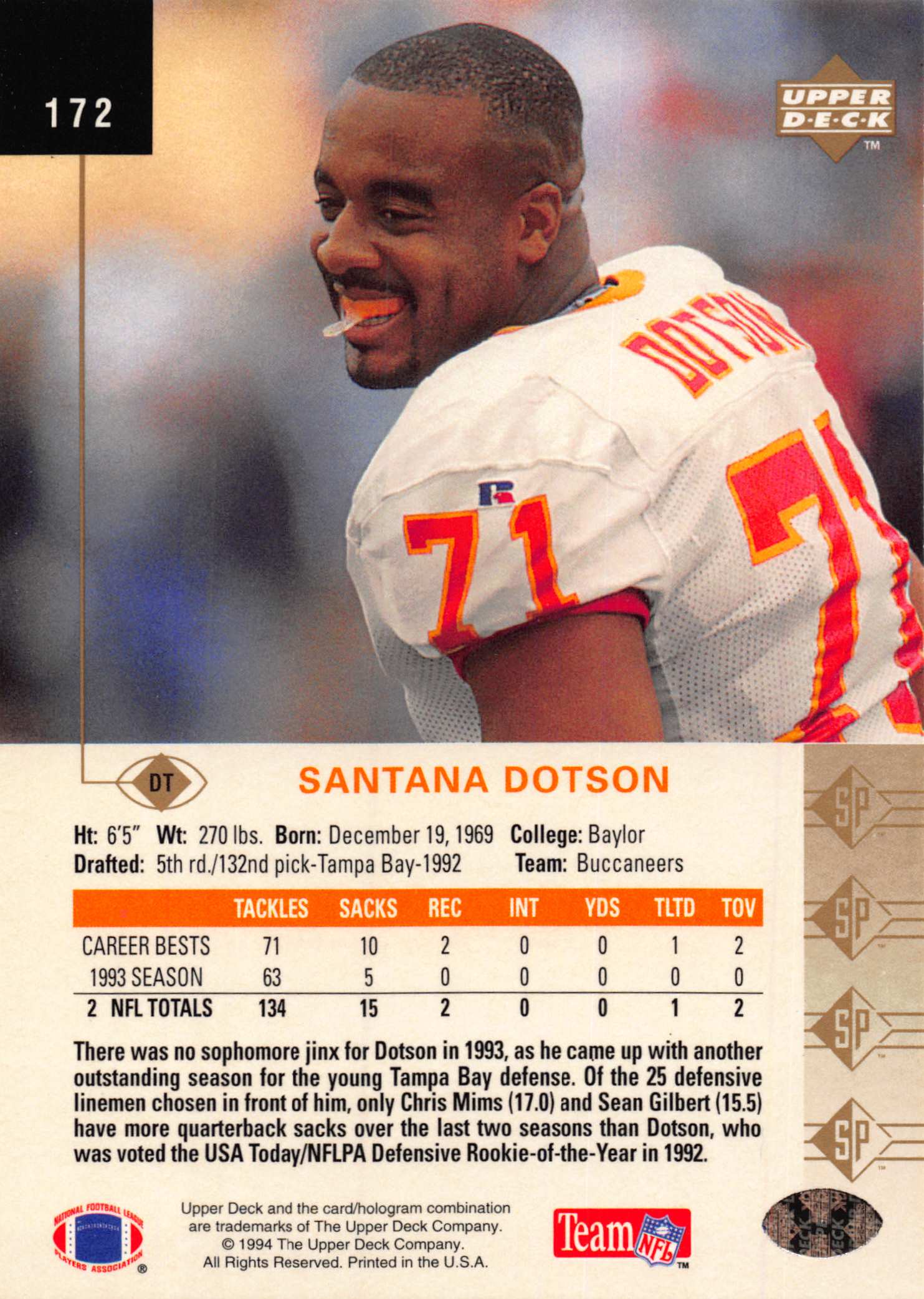 1994 SP (Upper Deck) Football "Main Set" Cards #1 to #200 Rookies and Veterans - Picture 337 of 393