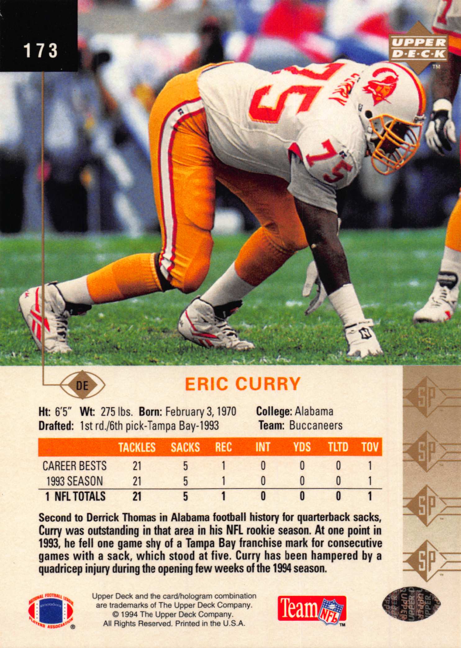 1994 SP (Upper Deck) Football "Main Set" Cards #1 to #200 Rookies and Veterans - Picture 339 of 393