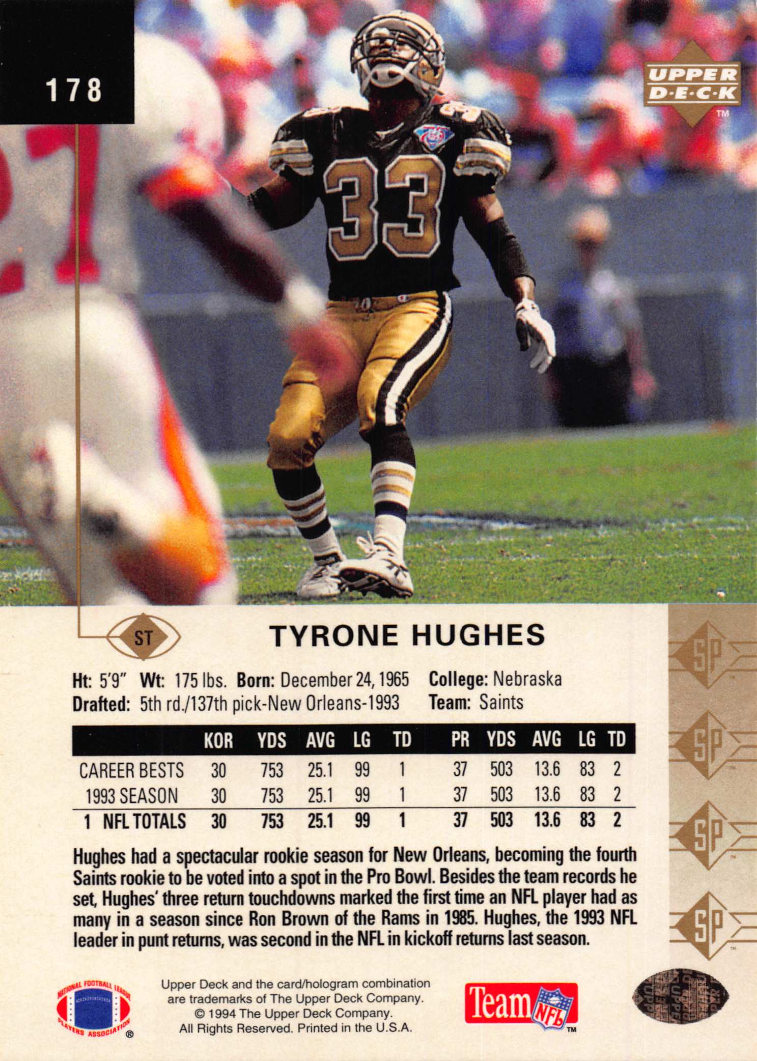 1994 SP (Upper Deck) Football "Main Set" Cards #1 to #200 Rookies and Veterans - Picture 349 of 393