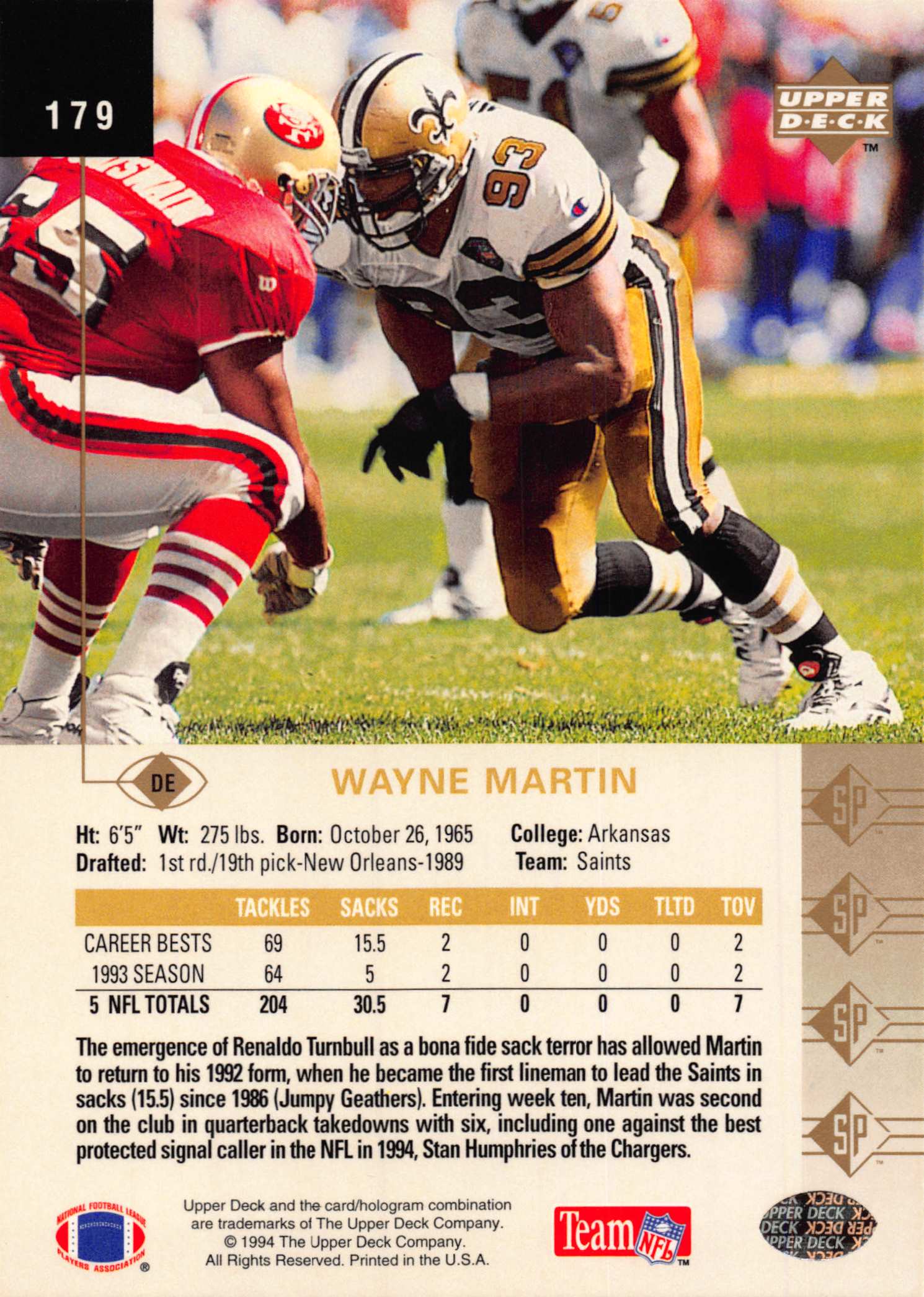 1994 SP (Upper Deck) Football "Main Set" Cards #1 to #200 Rookies and Veterans - Picture 351 of 393