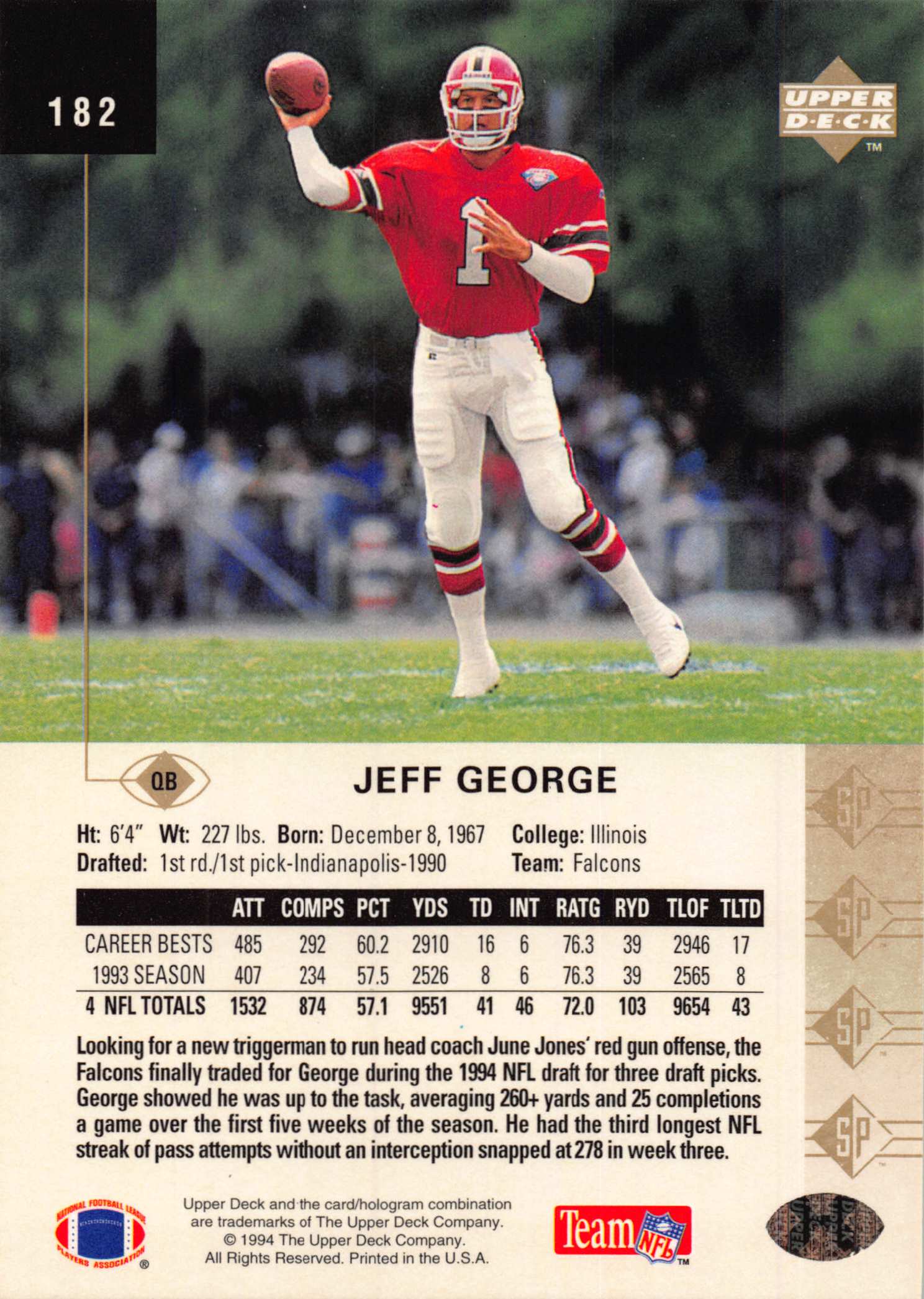 1994 SP (Upper Deck) Football "Main Set" Cards #1 to #200 Rookies and Veterans - Picture 357 of 393
