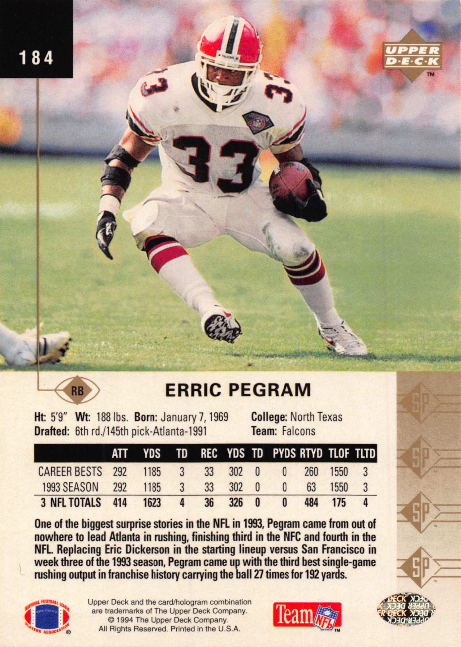 1994 SP (Upper Deck) Football "Main Set" Cards #1 to #200 Rookies and Veterans - Picture 361 of 393
