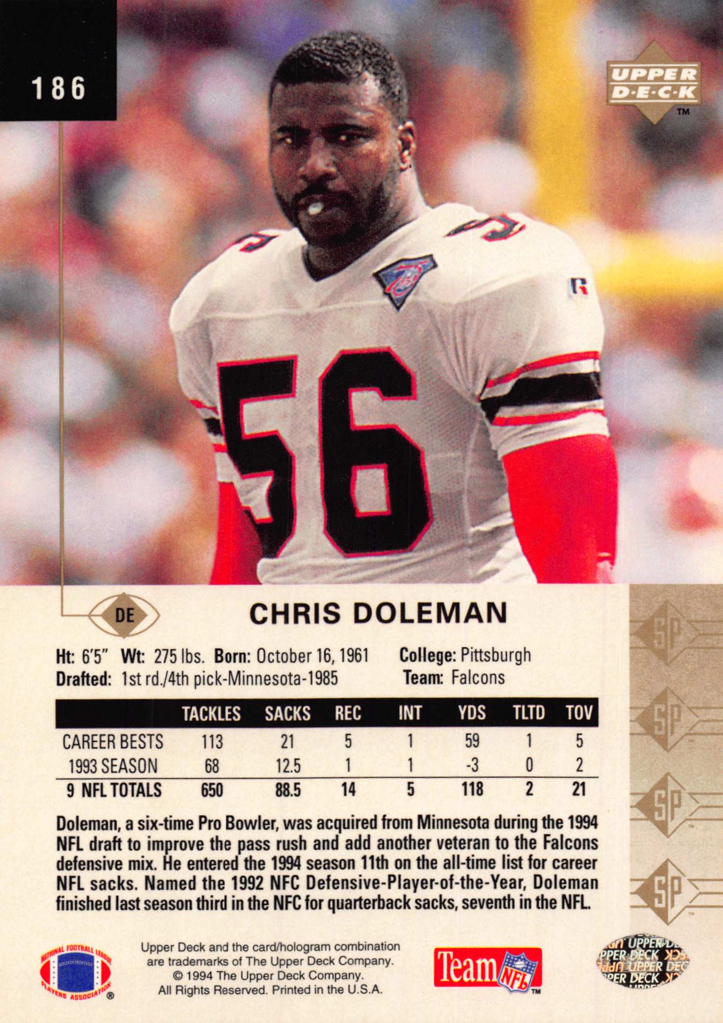 1994 SP (Upper Deck) Football "Main Set" Cards #1 to #200 Rookies and Veterans - Picture 365 of 393